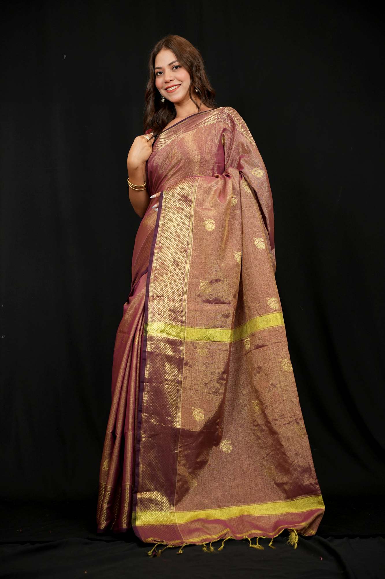 Maheswari Cotton All Over Zari weave Ready To Wear Saree