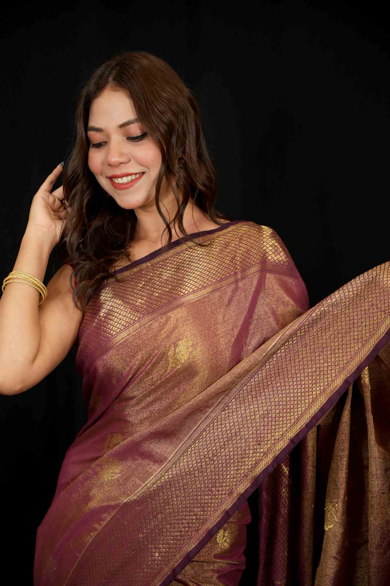 Maheswari Cotton All Over Zari weave Ready To Wear Saree