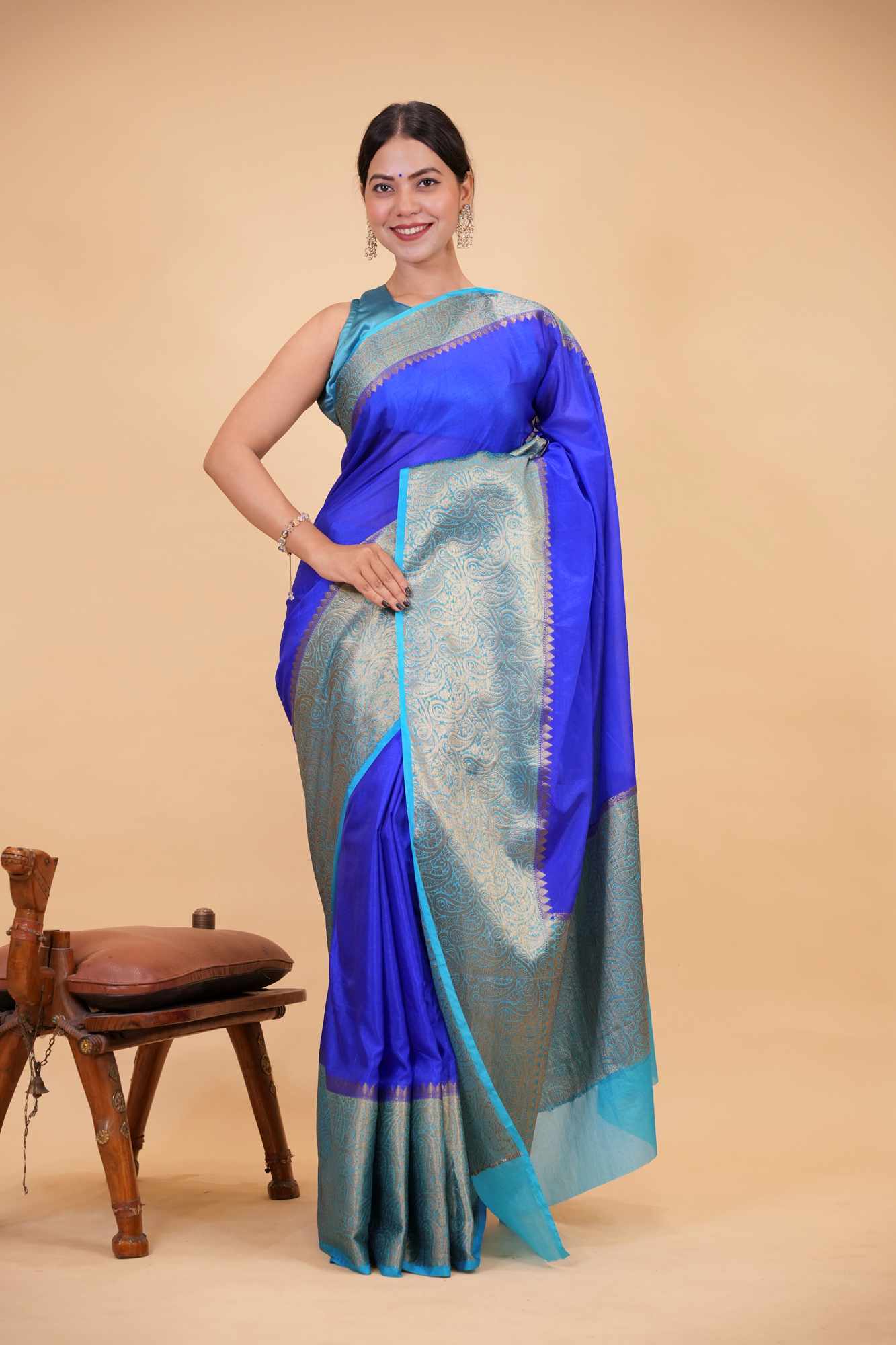 Soft Warm Silk with Contrast Zari Big Border and Rich Pallu Ready To Wear Saree