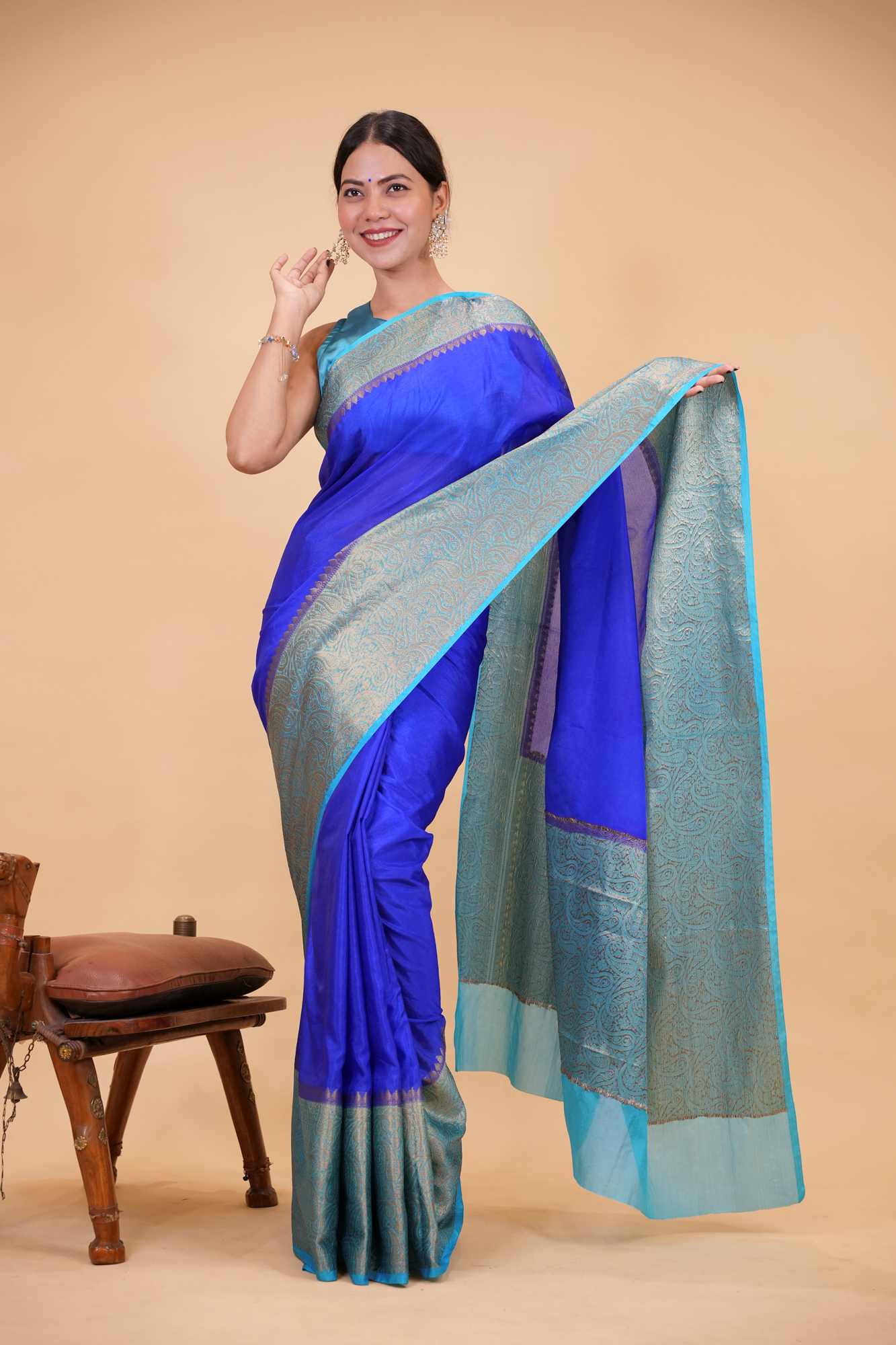 Soft Warm Silk with Contrast Zari Big Border and Rich Pallu Ready To Wear Saree