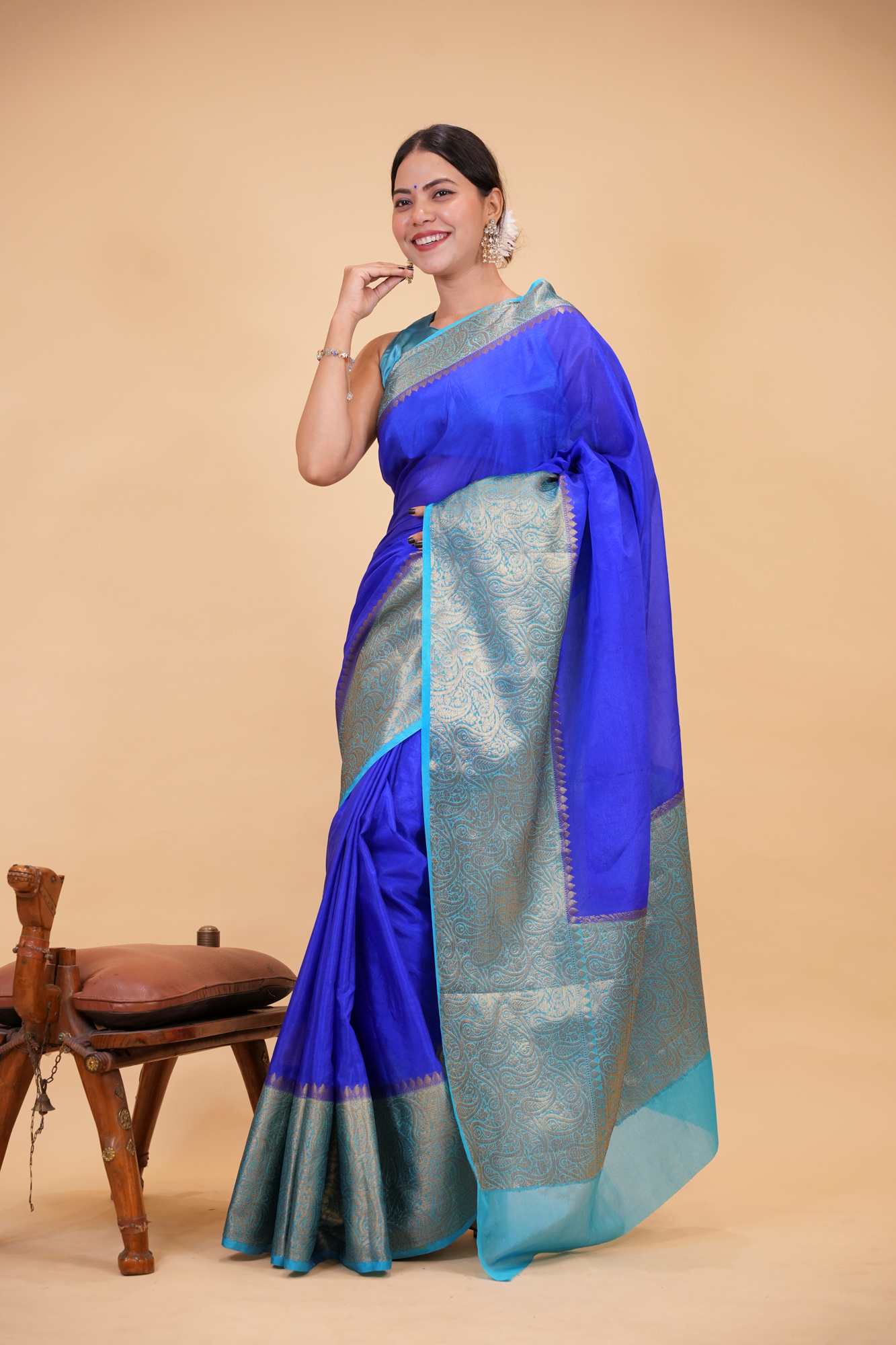 Soft Warm Silk with Contrast Zari Big Border and Rich Pallu Ready To Wear Saree