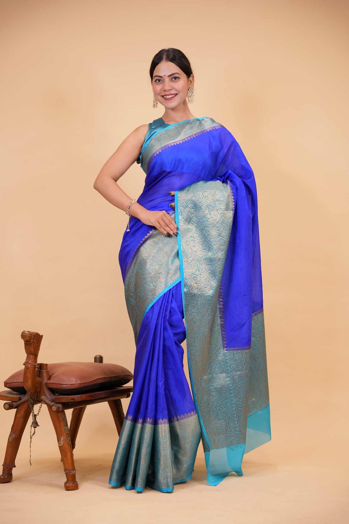 Soft Warm Silk with Contrast Zari Big Border and Rich Pallu Ready To Wear Saree