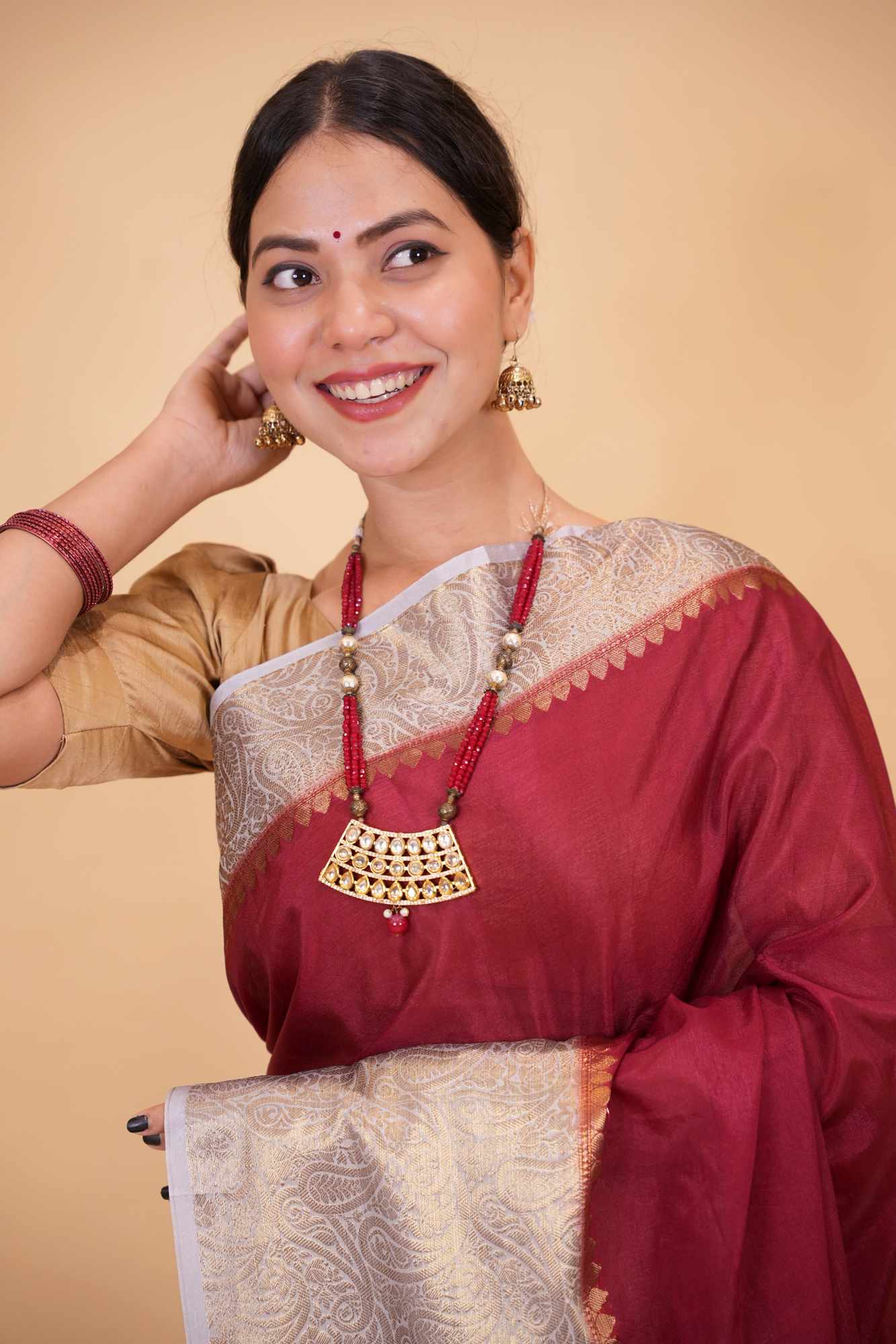 Soft Warm Silk with Intricate Zari Weaving, Broad Border & Classic Pallu Ready To Wear Saree