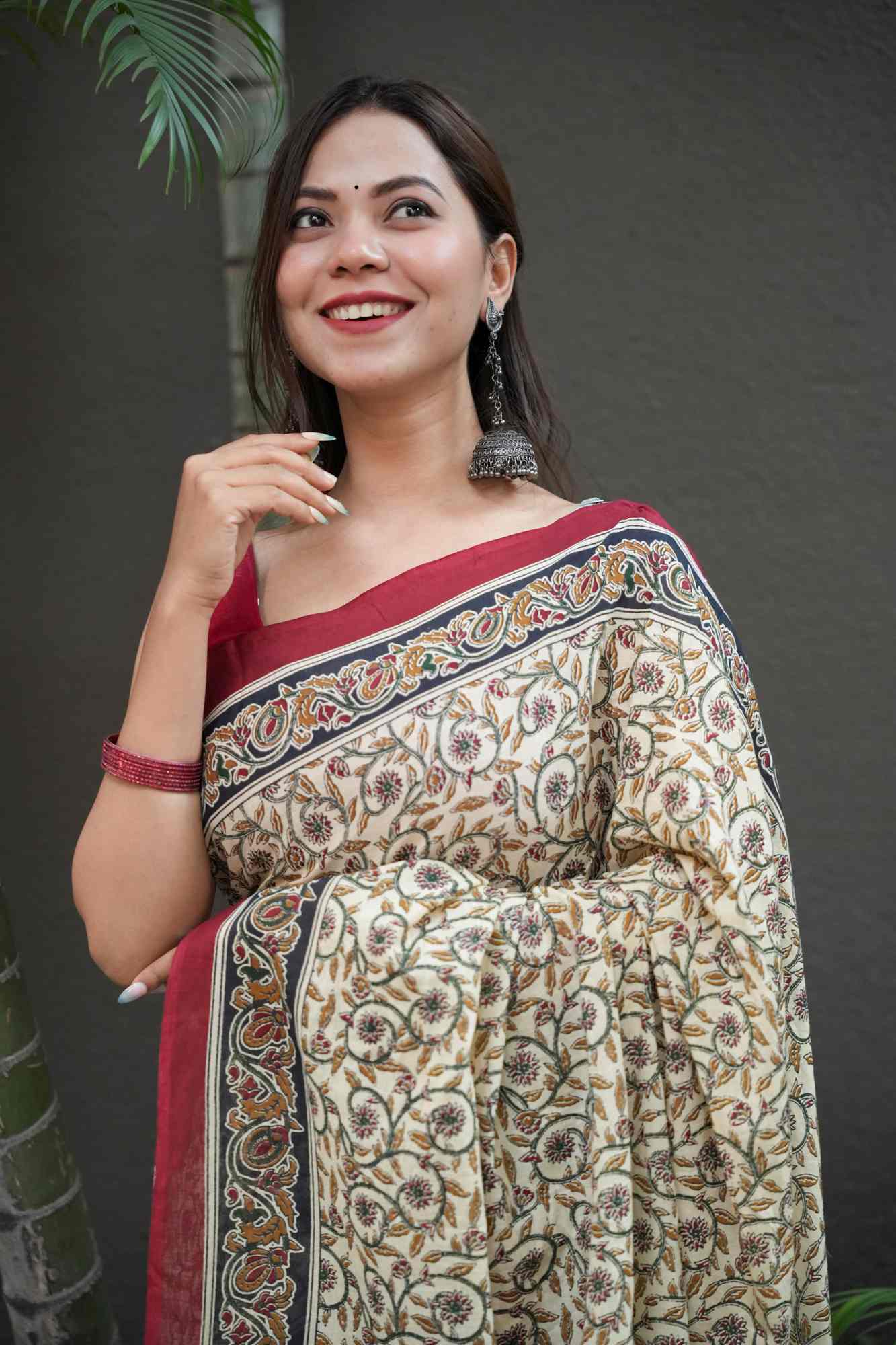 Mulmul Cotton with Green Contrast Pallu Ready to wear Saree