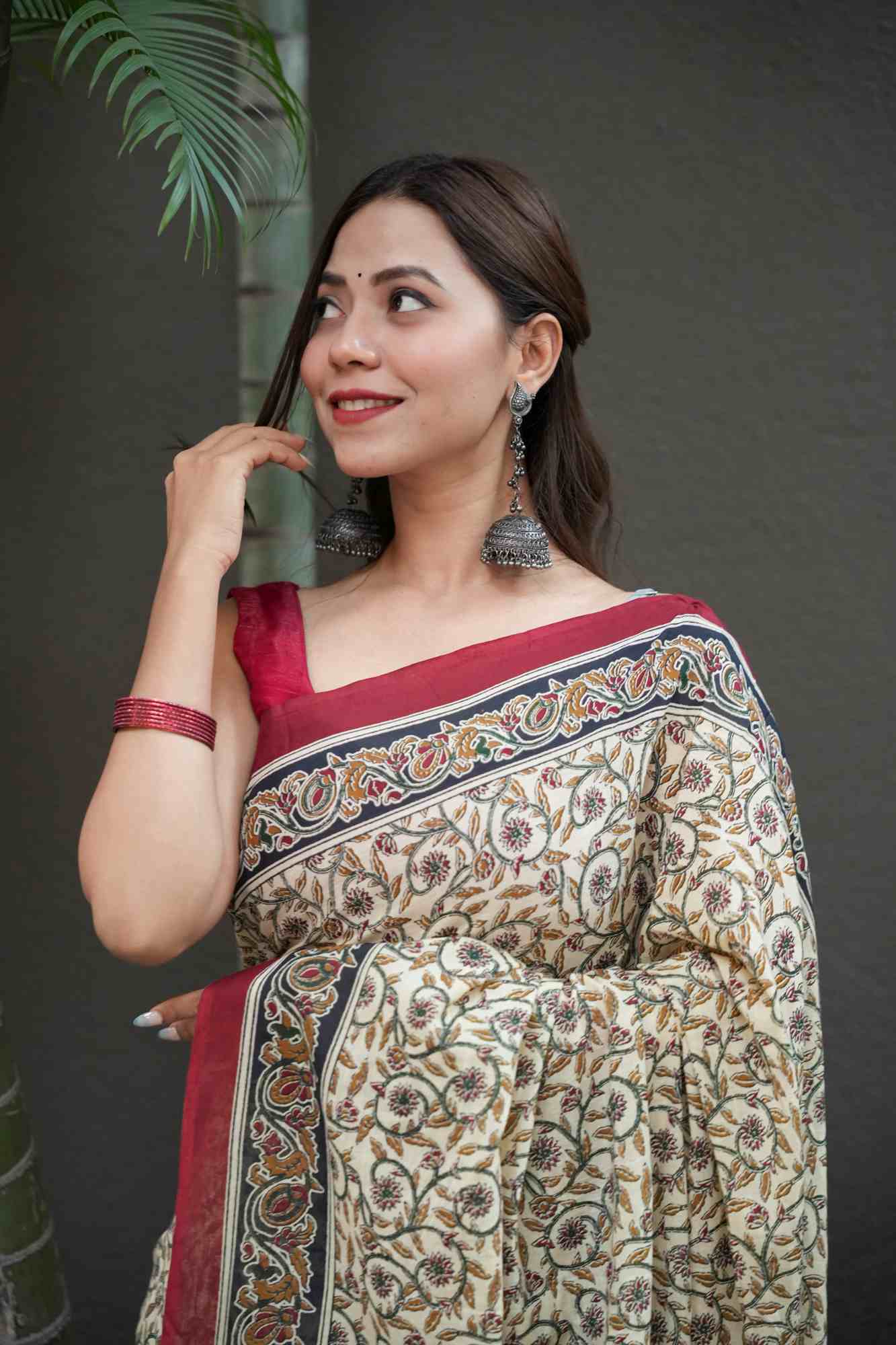 Mulmul Cotton with Green Contrast Pallu Ready to wear Saree