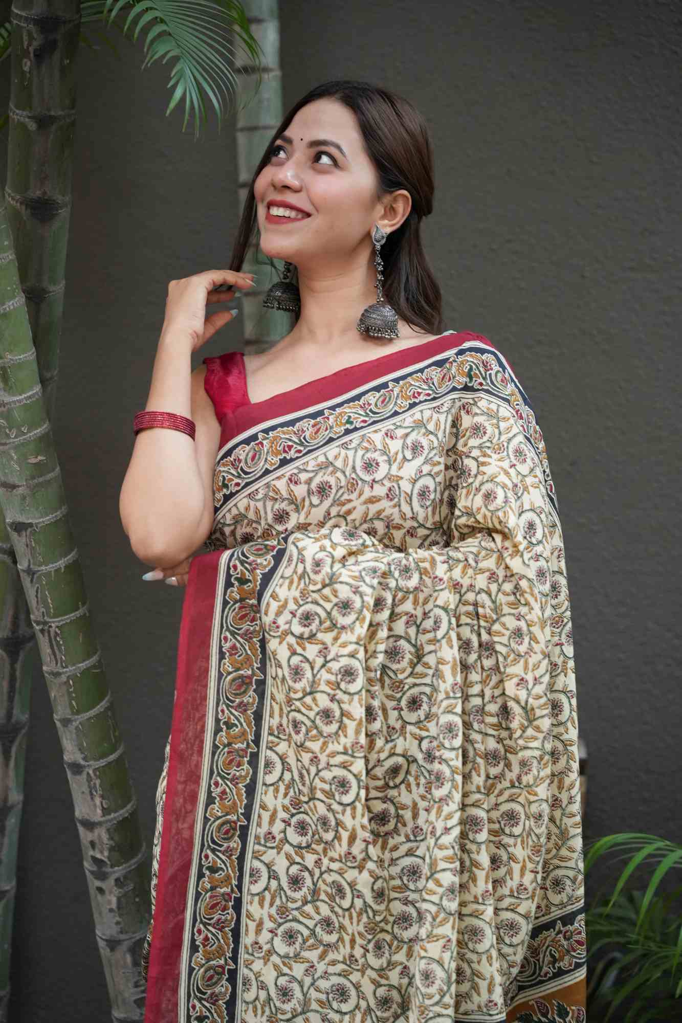 Mulmul Cotton with Green Contrast Pallu Ready to wear Saree