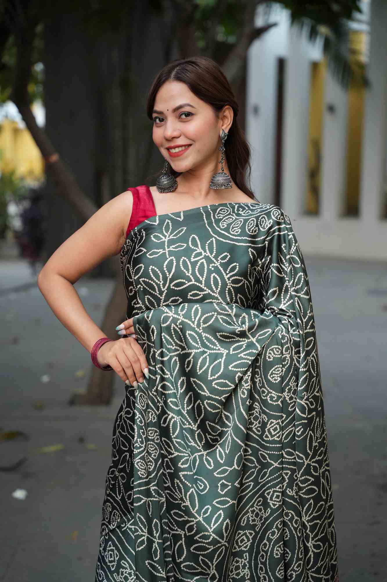 Soft Gajji with Intricate Patterns Ajrakh Detailing Ready To Wear Saree