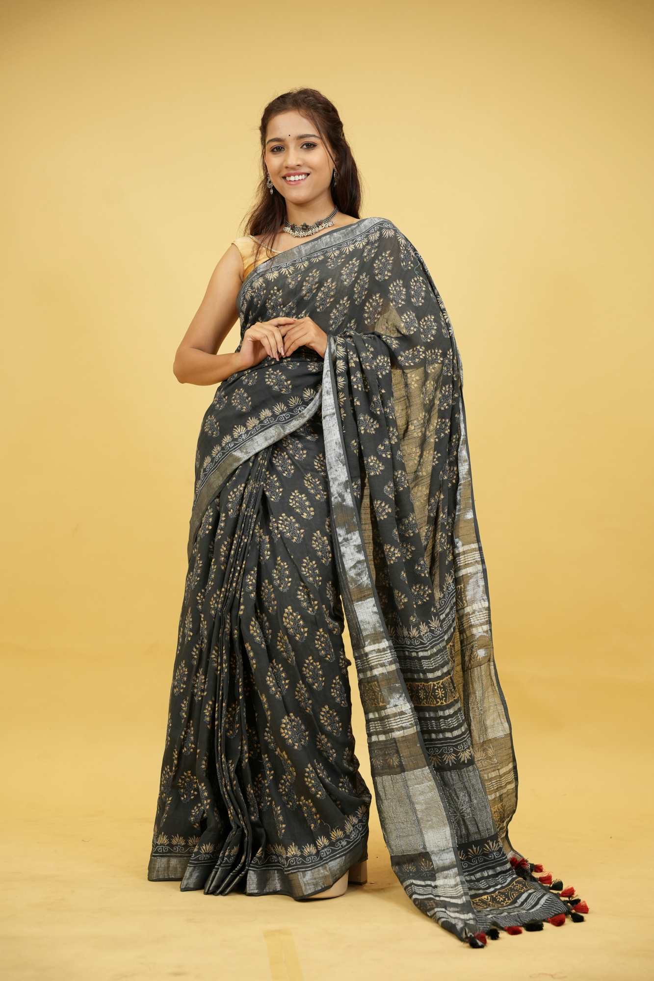 Jaipuri Sanganeri Linen Cotton Ready to Wear Saree
