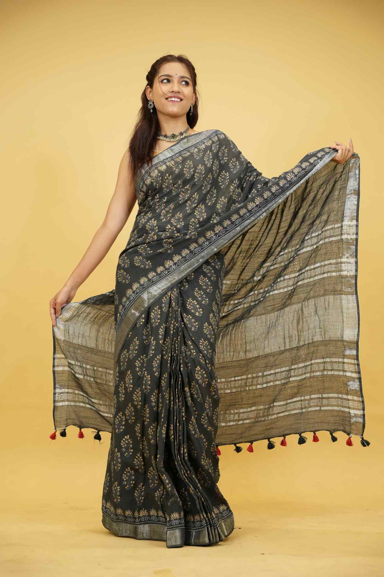 Jaipuri Sanganeri Linen Cotton Ready to Wear Saree