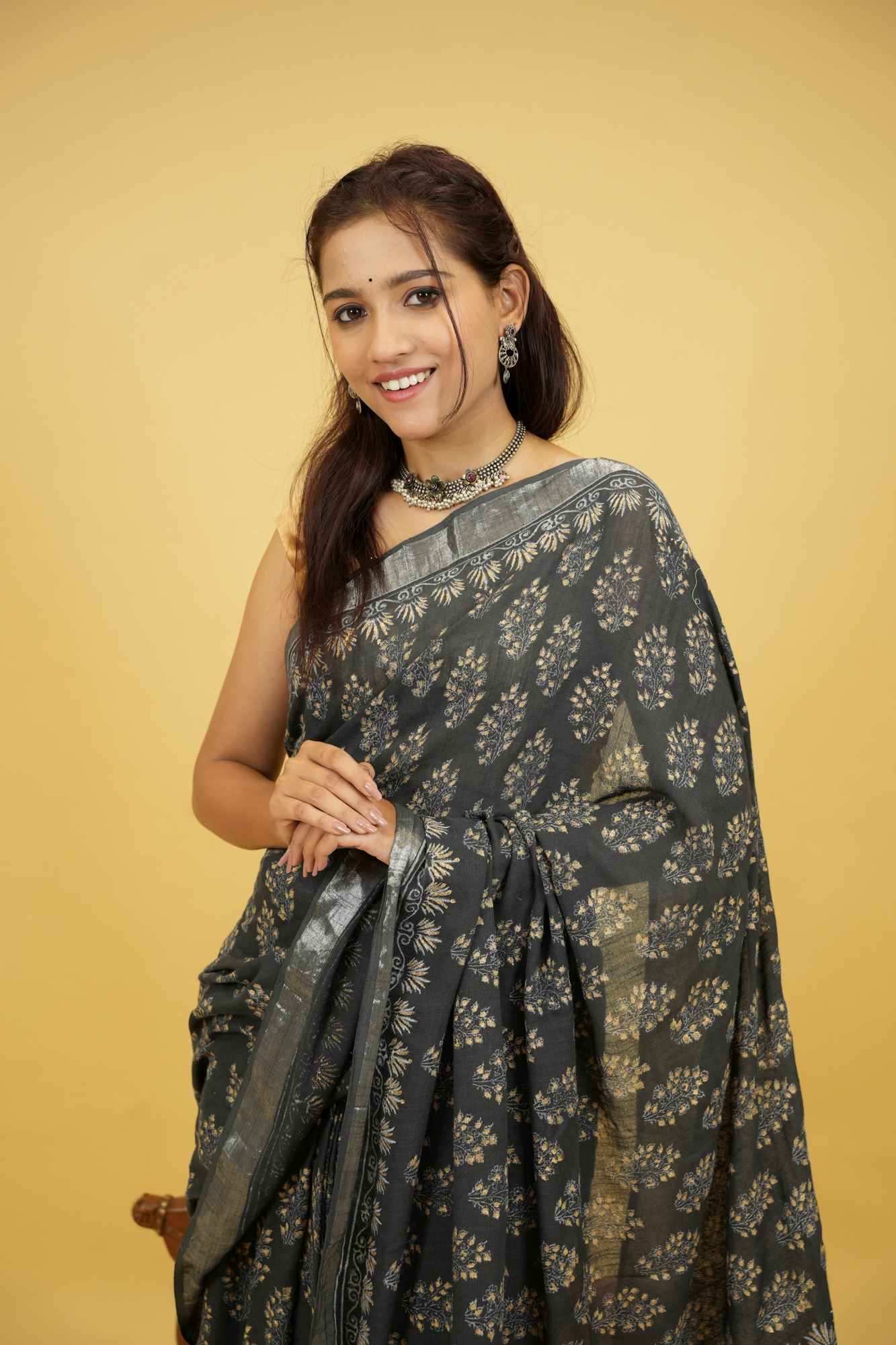 Jaipuri Sanganeri Linen Cotton Ready to Wear Saree