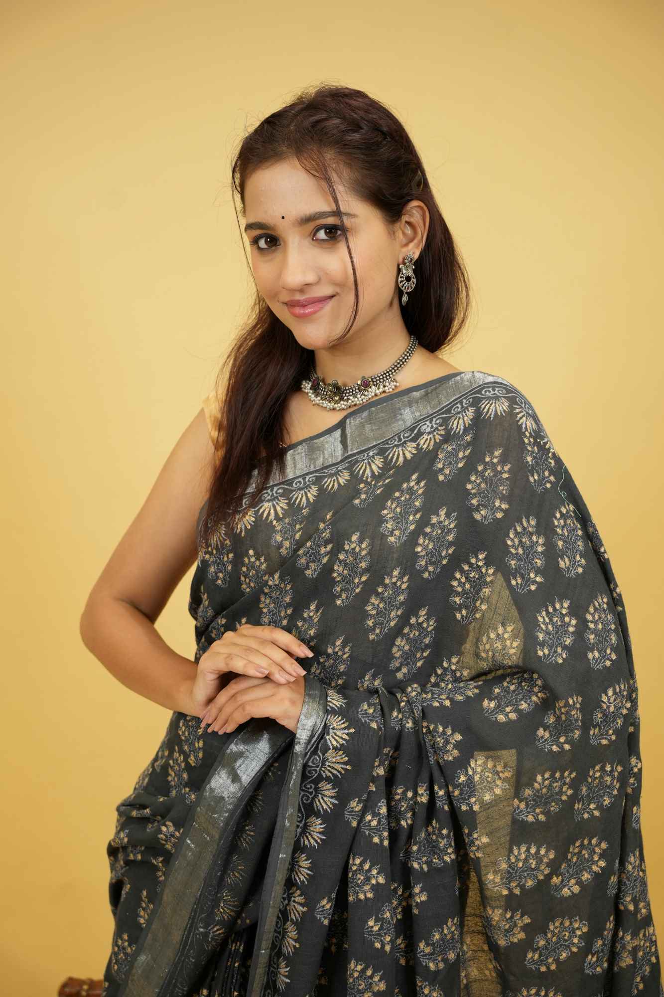 Jaipuri Sanganeri Linen Cotton Ready to Wear Saree