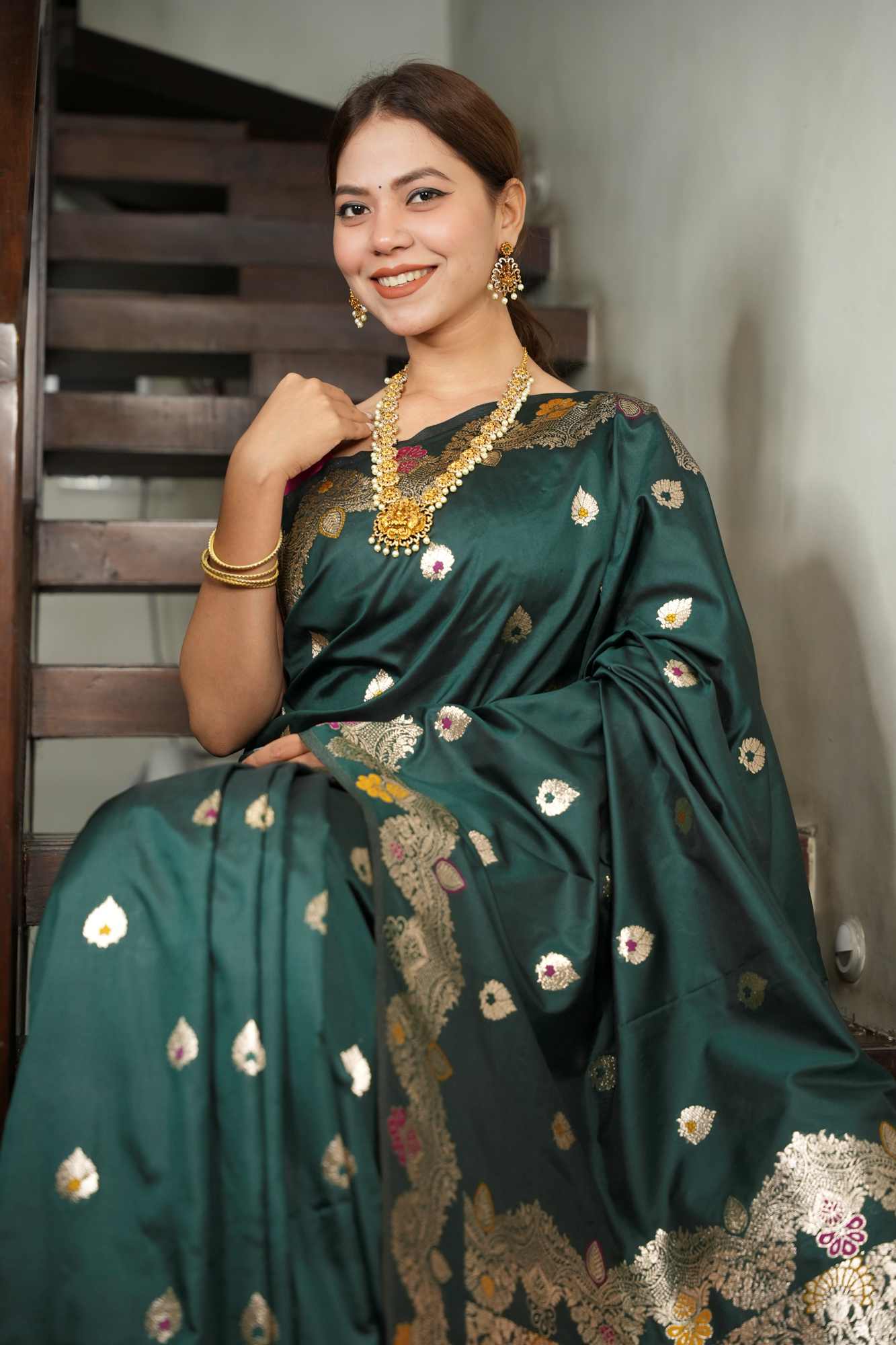 Banarasi Meena All Over Zari Work Border Ready To Wear Saree