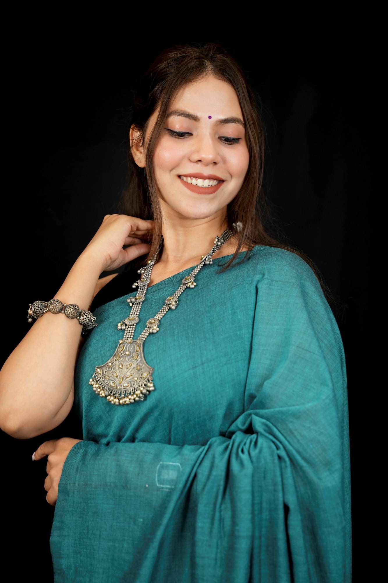 Cotton ready to wear Saree with Contrast shimmer woven Border Ready To Wear Saree