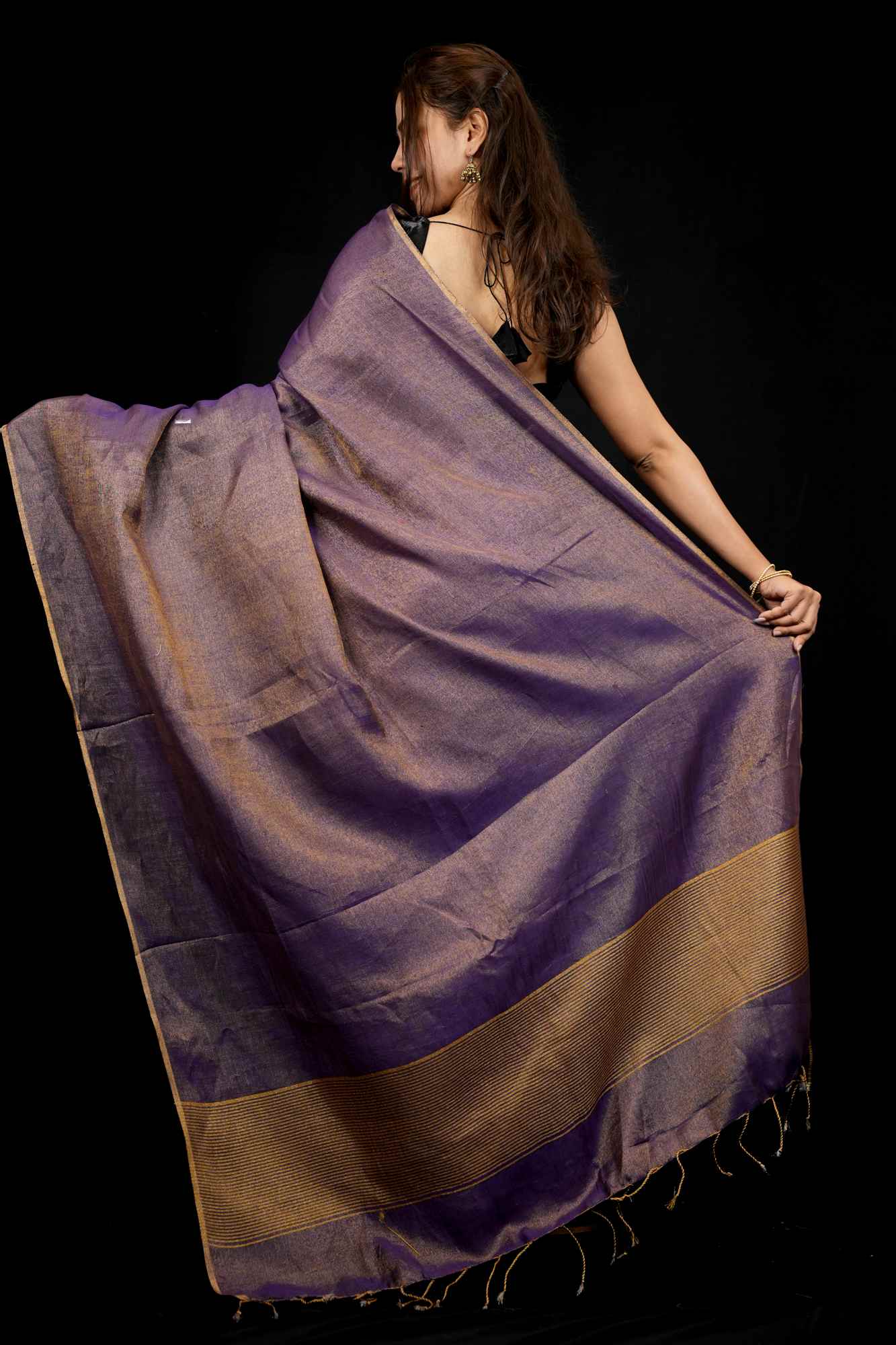 Tissue Linen Jamdani with Inchi Border Ready To Wear Saree