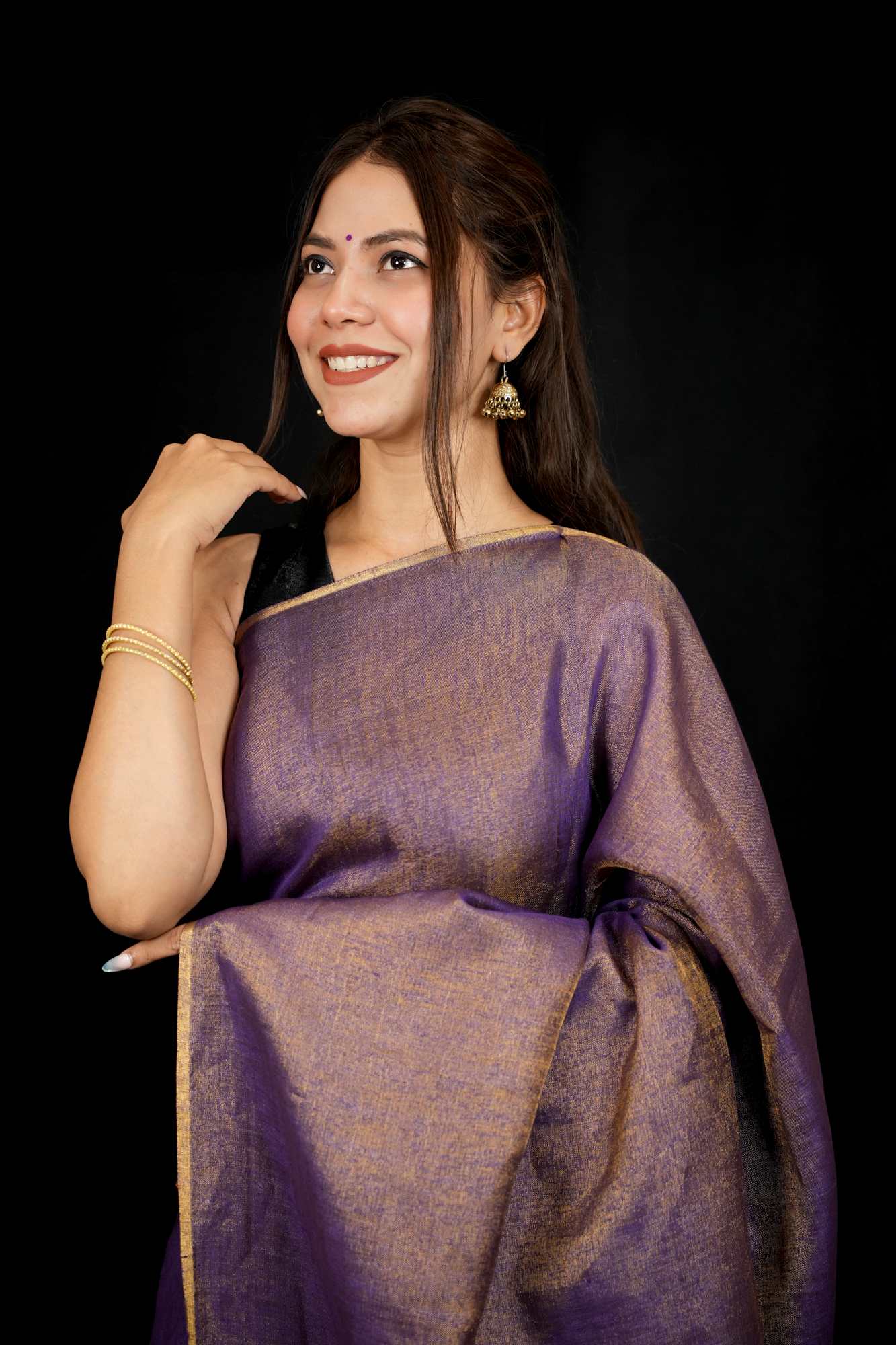 Tissue Linen Jamdani with Inchi Border Ready To Wear Saree