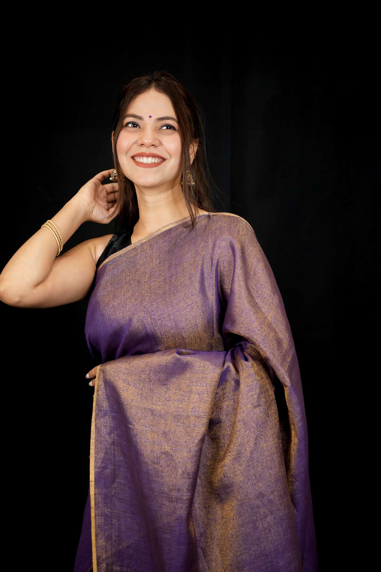 Tissue Linen Jamdani with Inchi Border Ready To Wear Saree