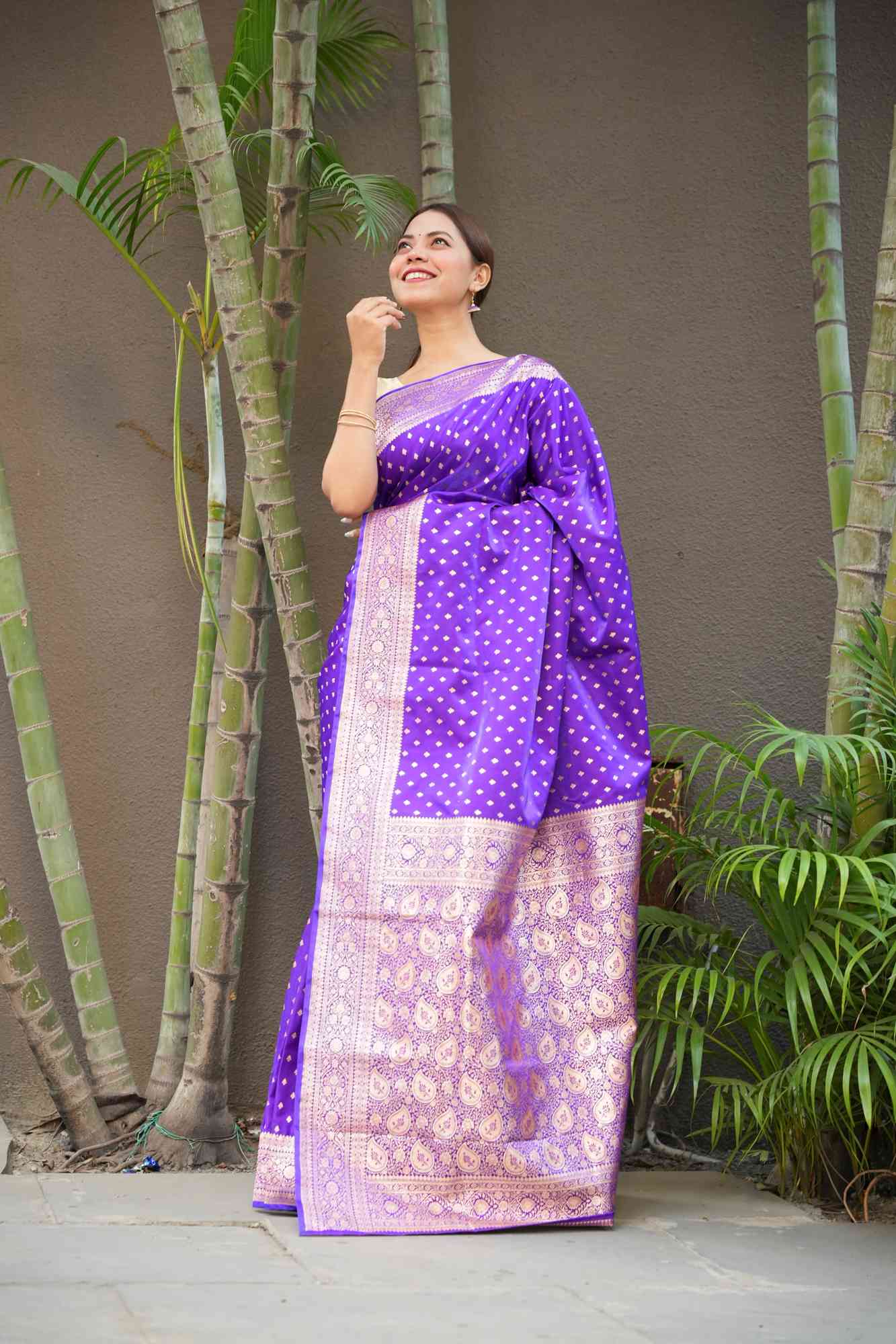 Banarasi Mashru with Rich Pallu, Zari Border & Handloom Wrap Ready To Wear Saree