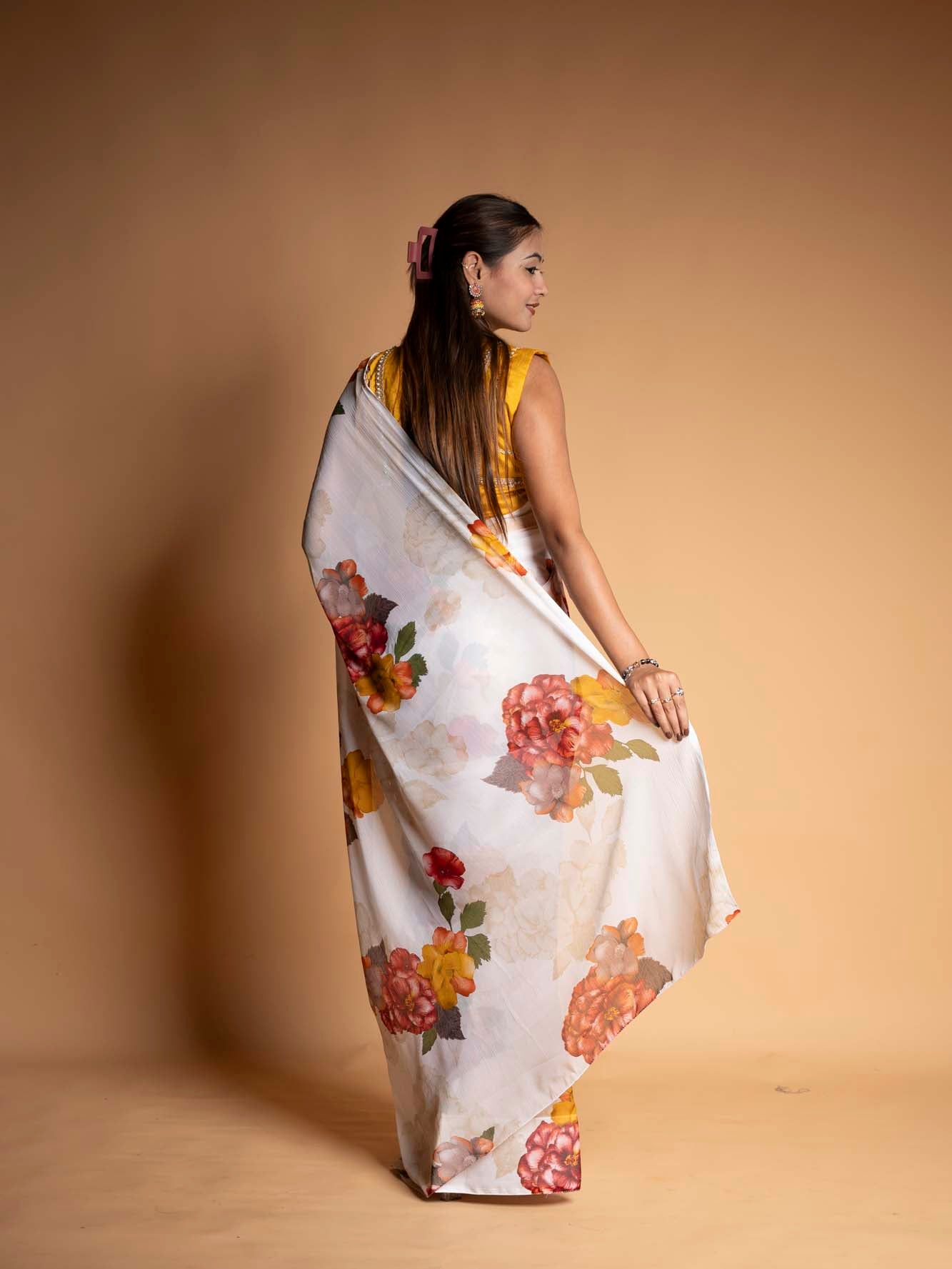 Floral Grace in Elegance Ready To Wear Saree