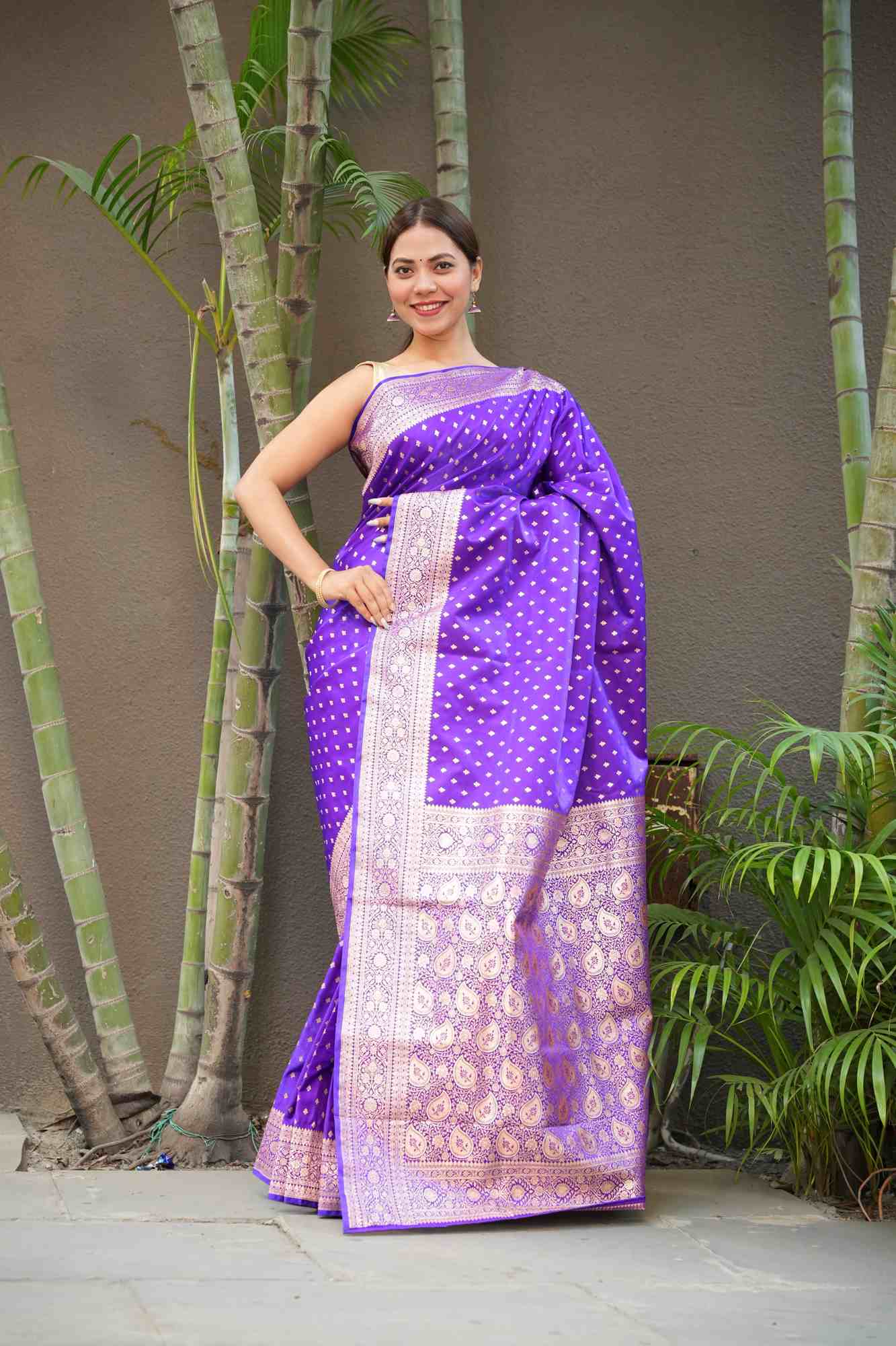 Banarasi Mashru with Rich Pallu, Zari Border & Handloom Wrap Ready To Wear Saree