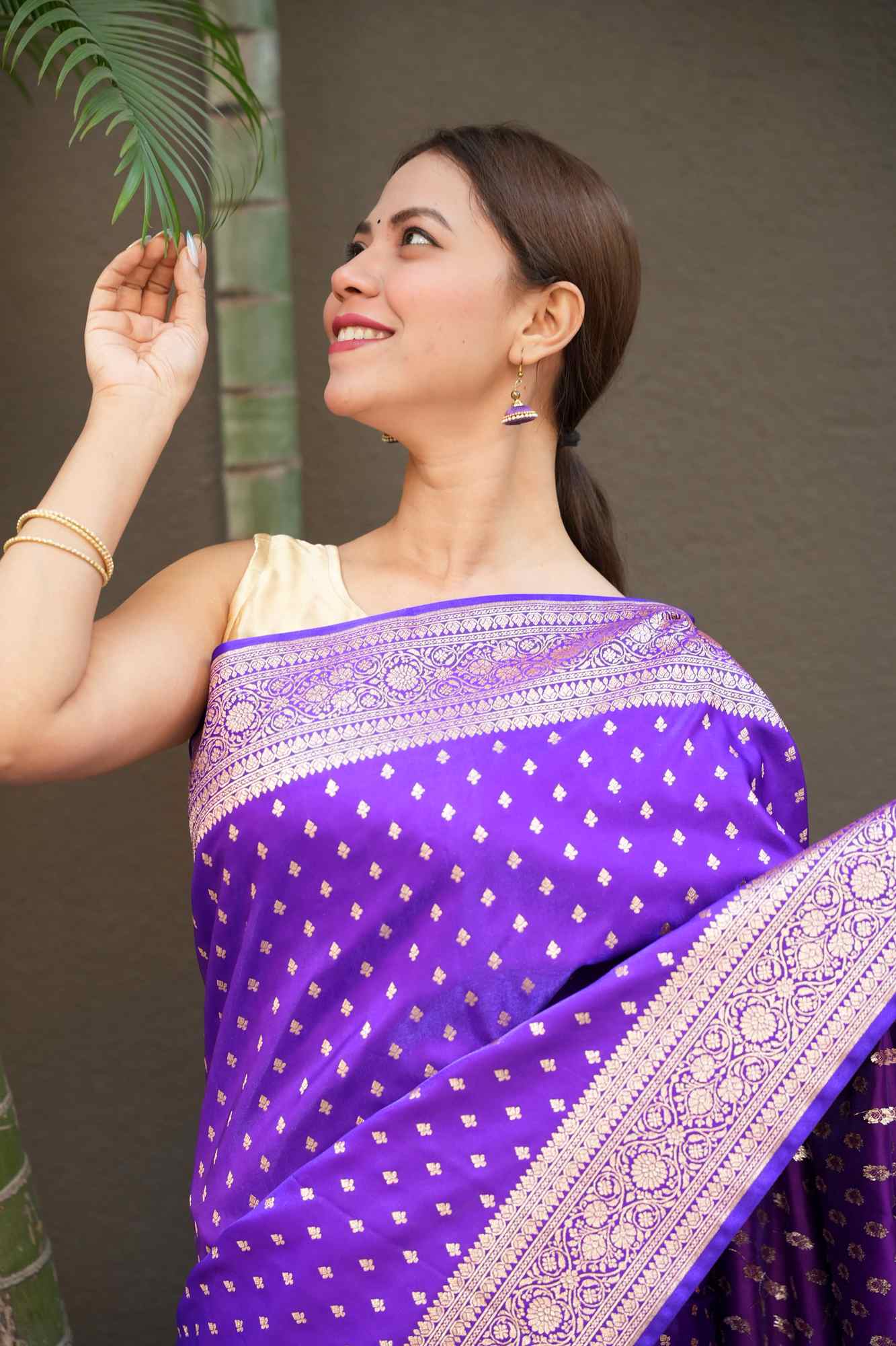 Banarasi Mashru with Rich Pallu, Zari Border & Handloom Wrap Ready To Wear Saree