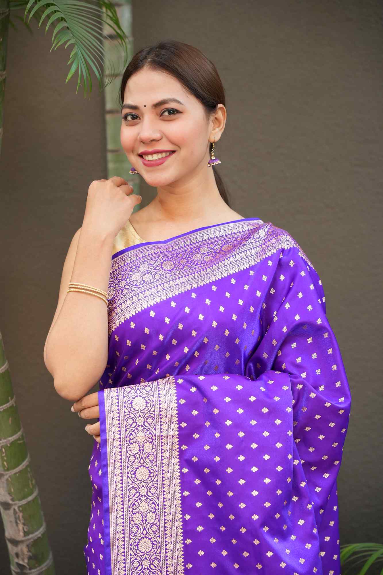 Banarasi Mashru with Rich Pallu, Zari Border & Handloom Wrap Ready To Wear Saree