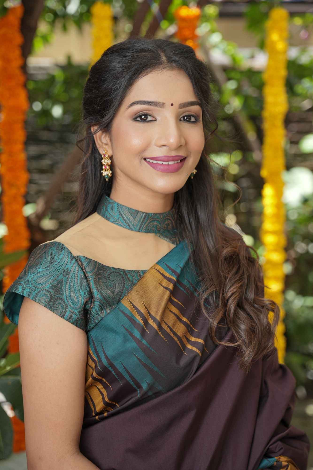 BLOUSE : Teal Banarasi Brocade Blouse with One Shoulder Cutout with Net, Made to Order