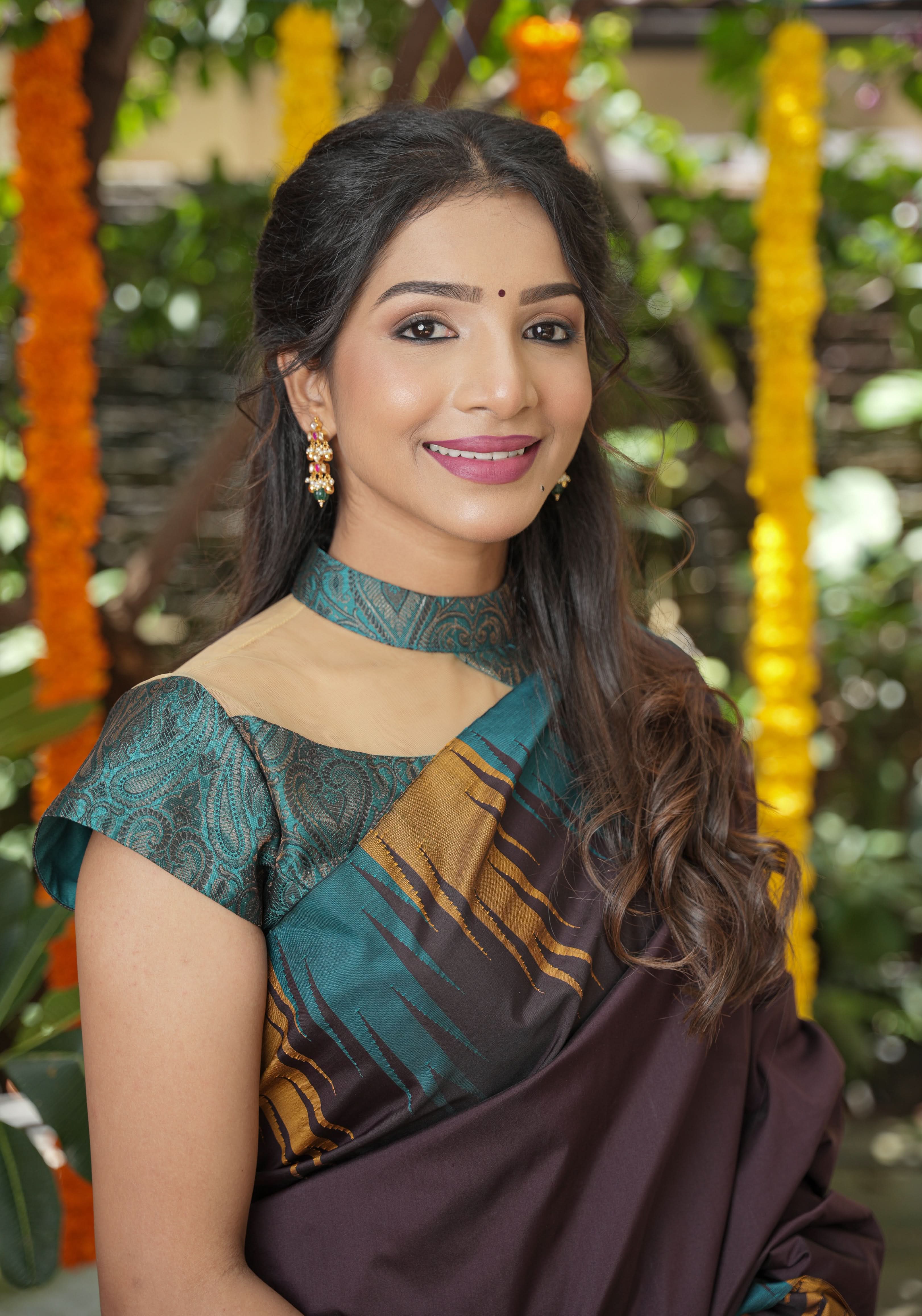 BLOUSE : Teal Banarasi Brocade Blouse with One Shoulder Cutout with Net, Made to Order | Shobitam