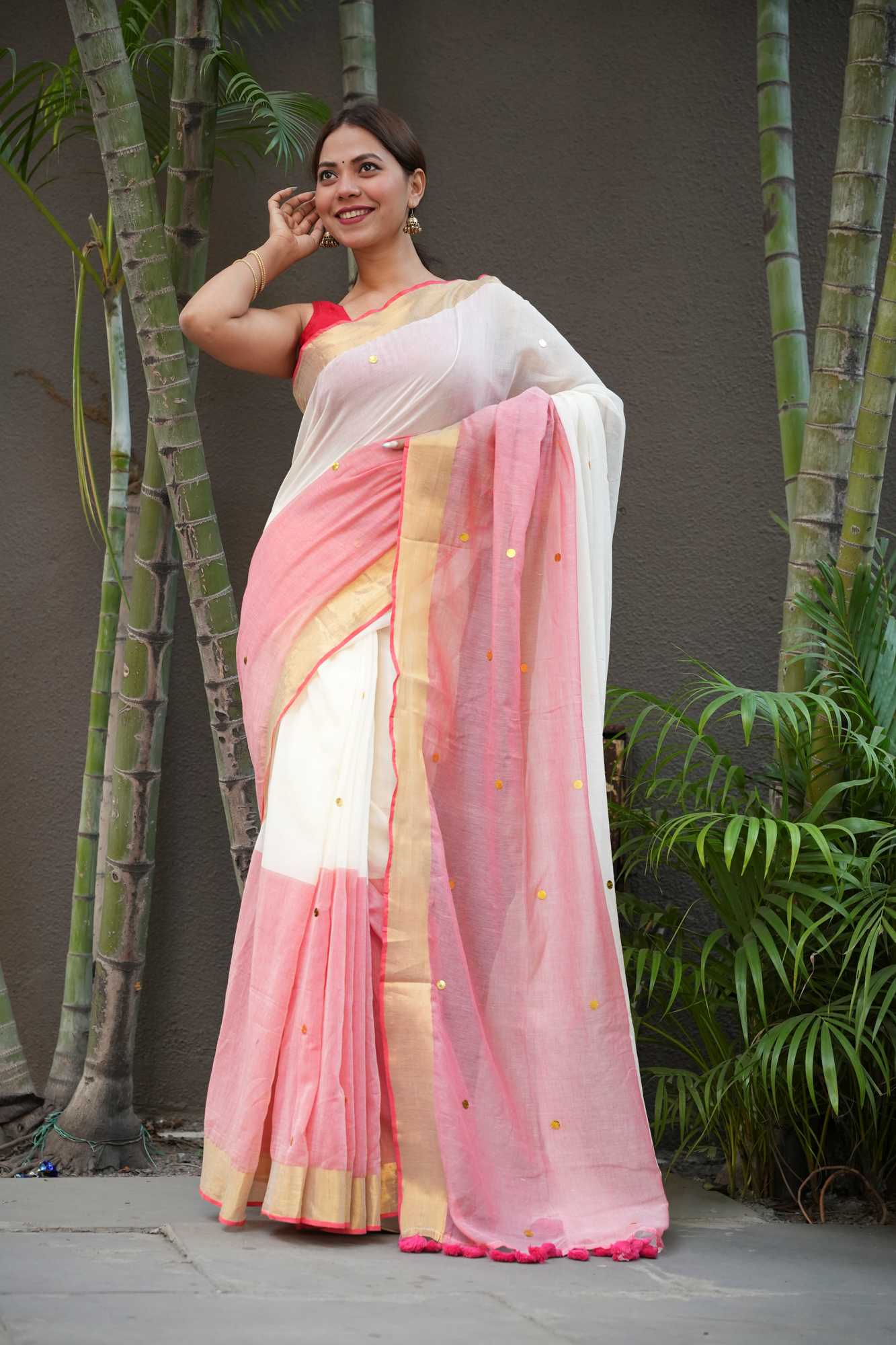 The Softest Shade of Grace — Our Blush & Ivory Handloom Ready to Wear Saree