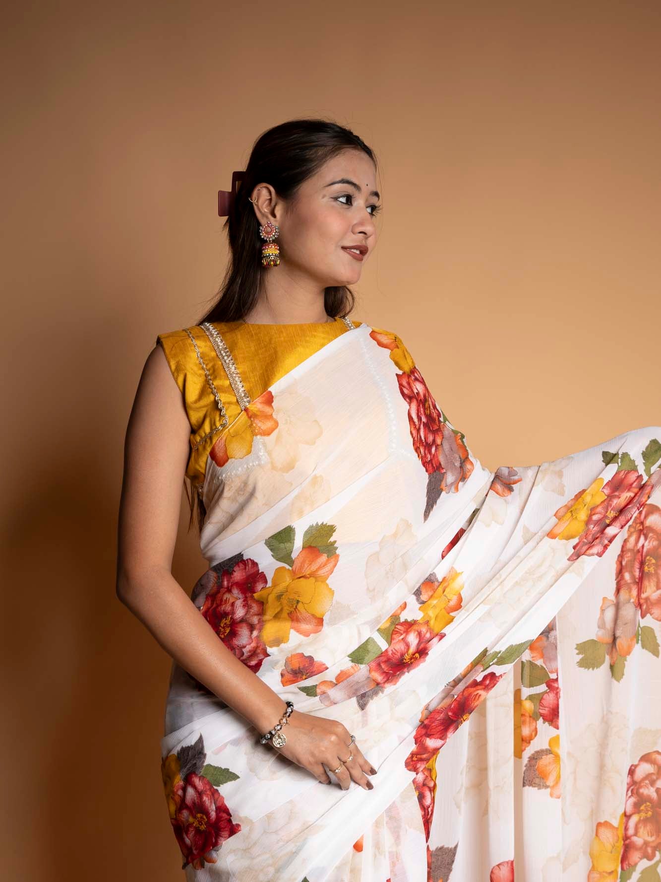 Floral Grace in Elegance Ready To Wear Saree