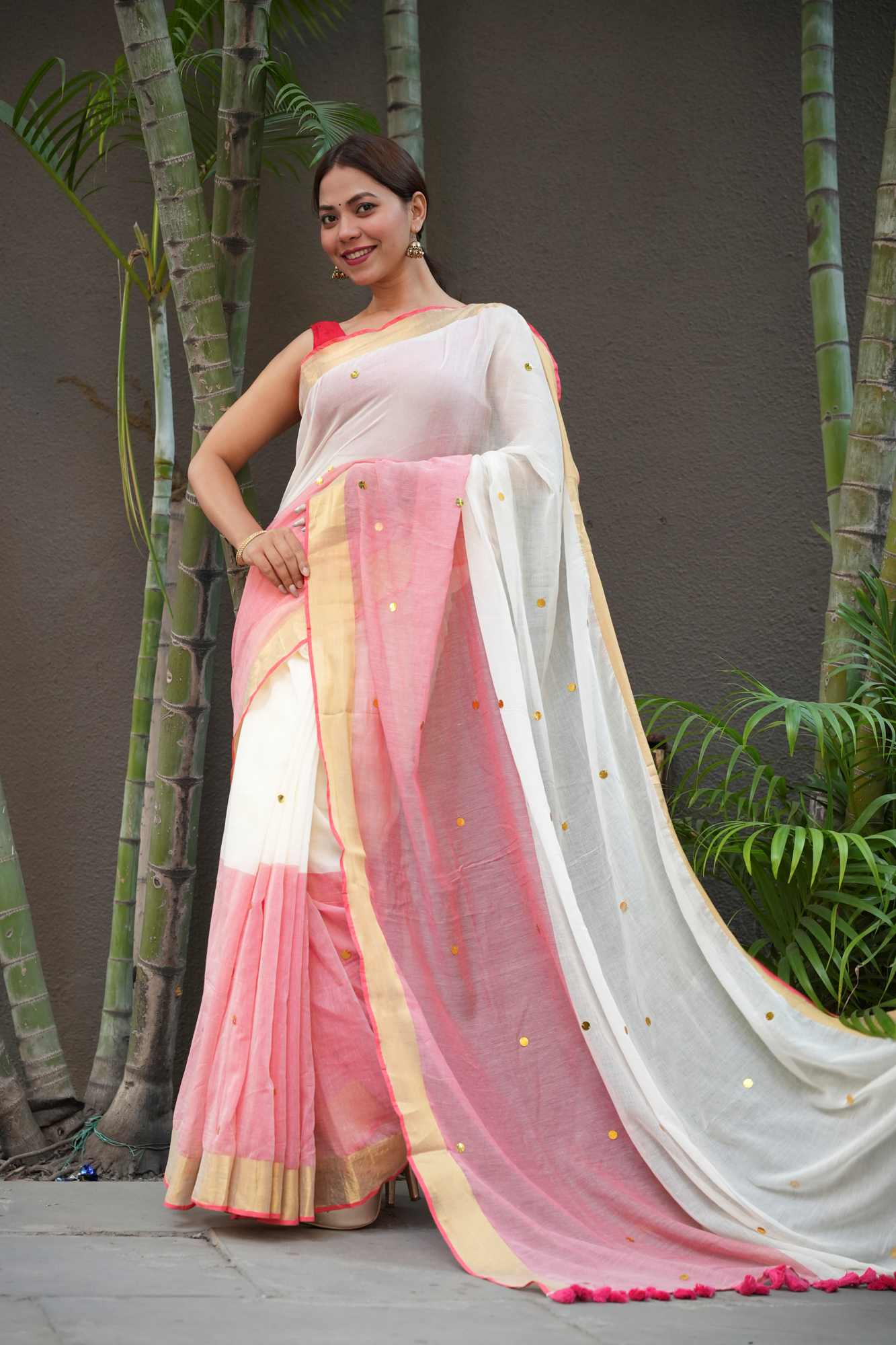 The Softest Shade of Grace — Our Blush & Ivory Handloom Ready to Wear Saree