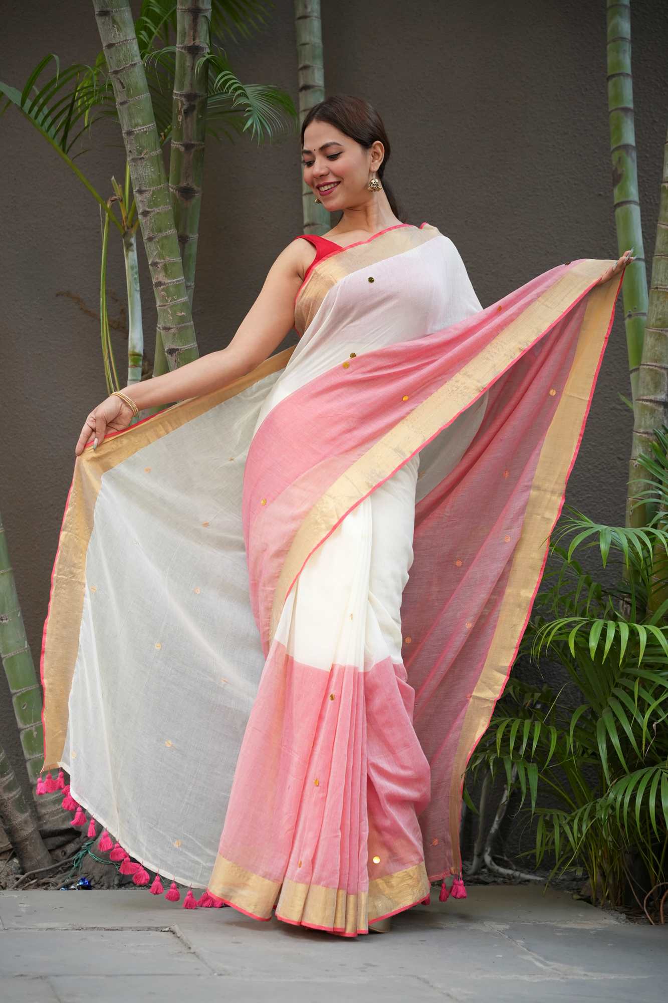 The Softest Shade of Grace — Our Blush & Ivory Handloom Ready to Wear Saree