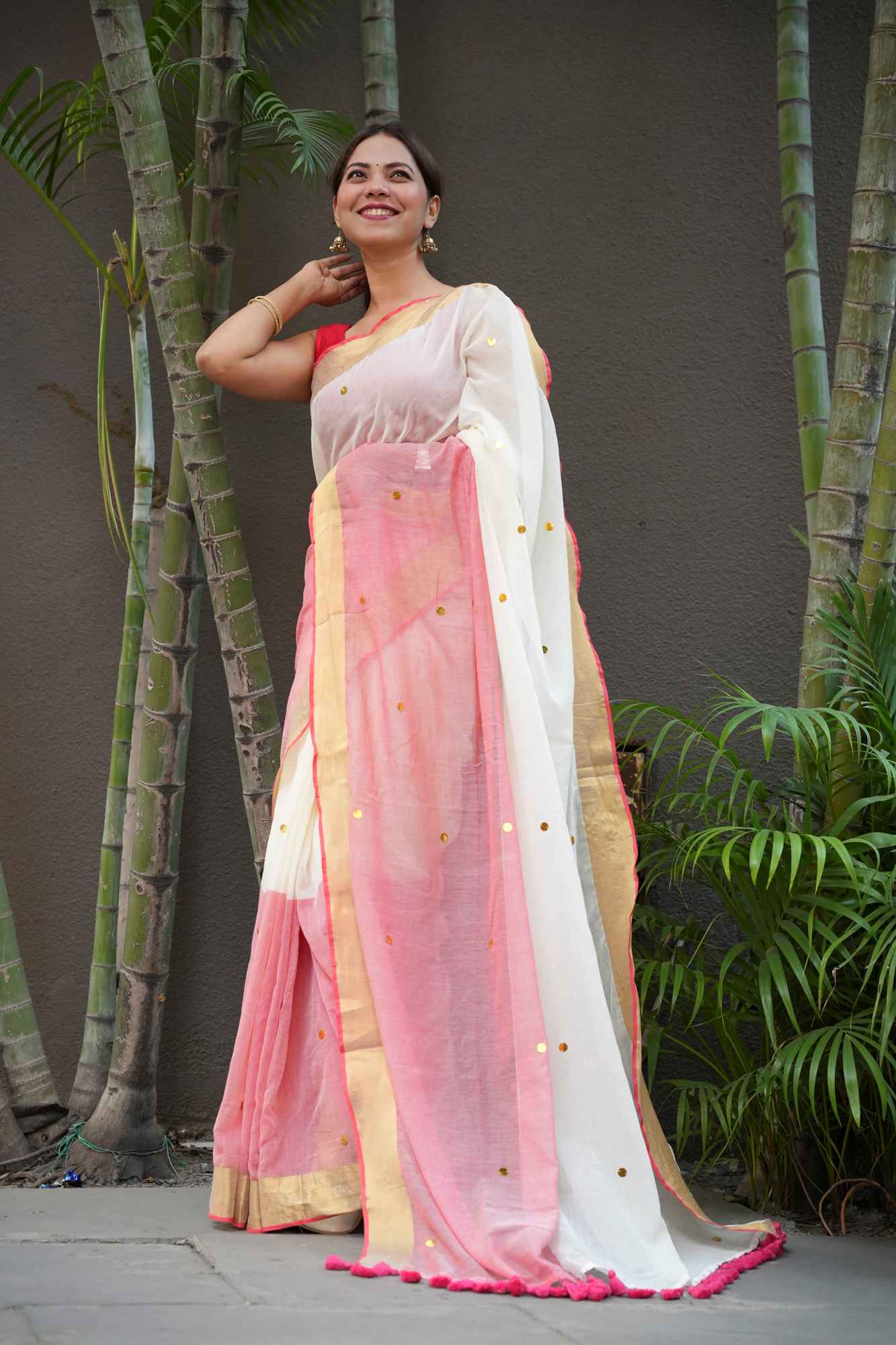 The Softest Shade of Grace — Our Blush & Ivory Handloom Ready to Wear Saree