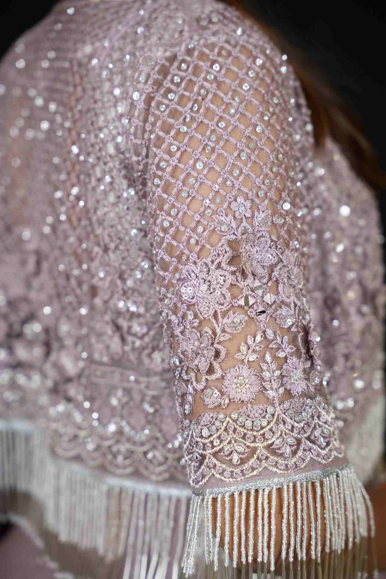 Lavender Georgette with Hand-Embroidered Jacket Blouse Ready To Wear Saree