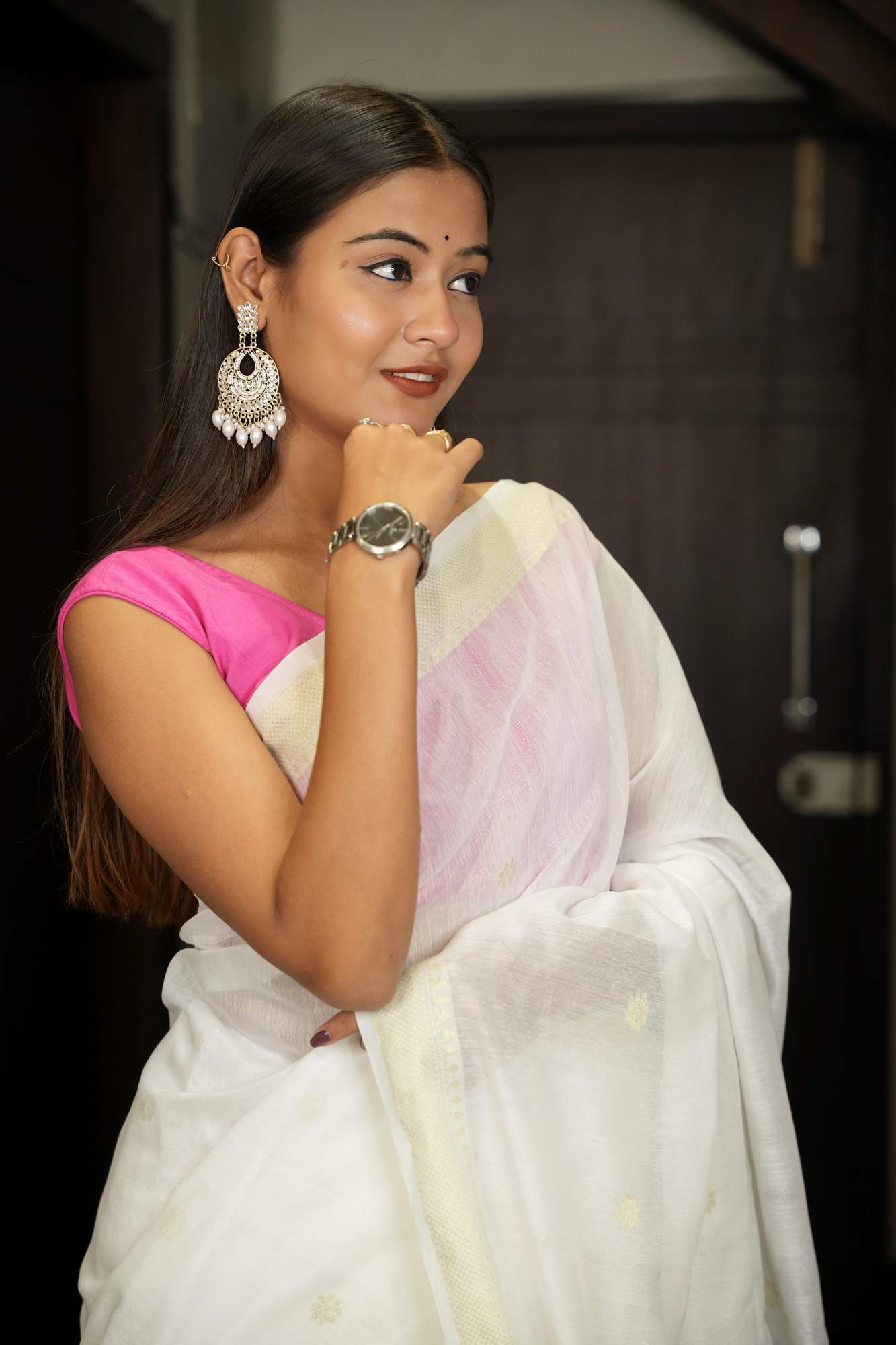 Madurai Soft Cotton with Anchal Zari Work Contrast Pallu Ready To Wear Saree