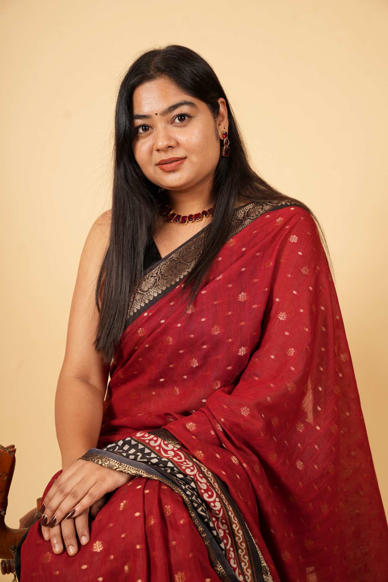 Handloom Maroon Cotton Silk with Zari Buti and Ornate Antique Zari Border Ready To wear Saree