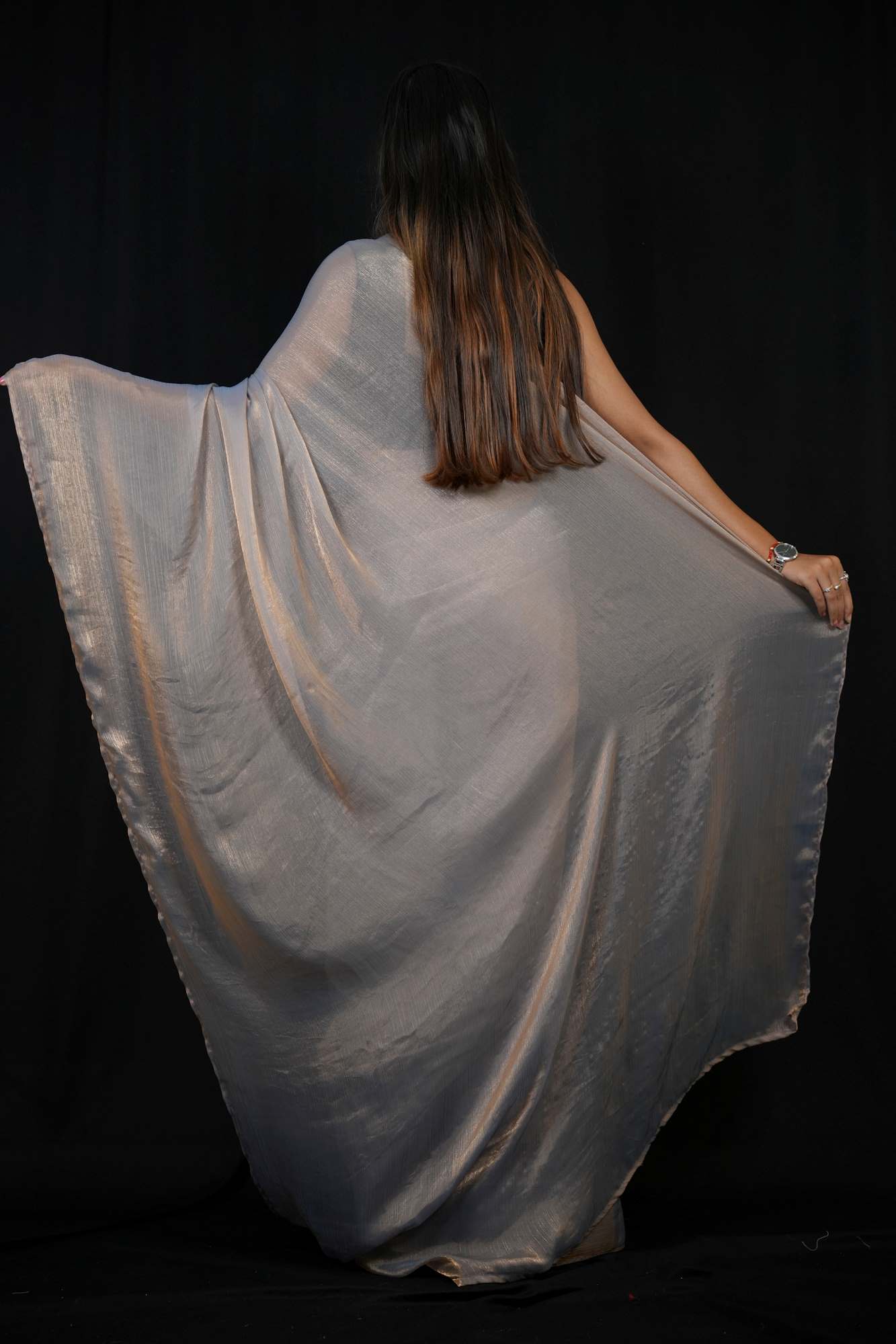 Chiffon Silk Ready to Wear Saree with Glossy Body and Satin-Finish Border Ready To Wear Saree