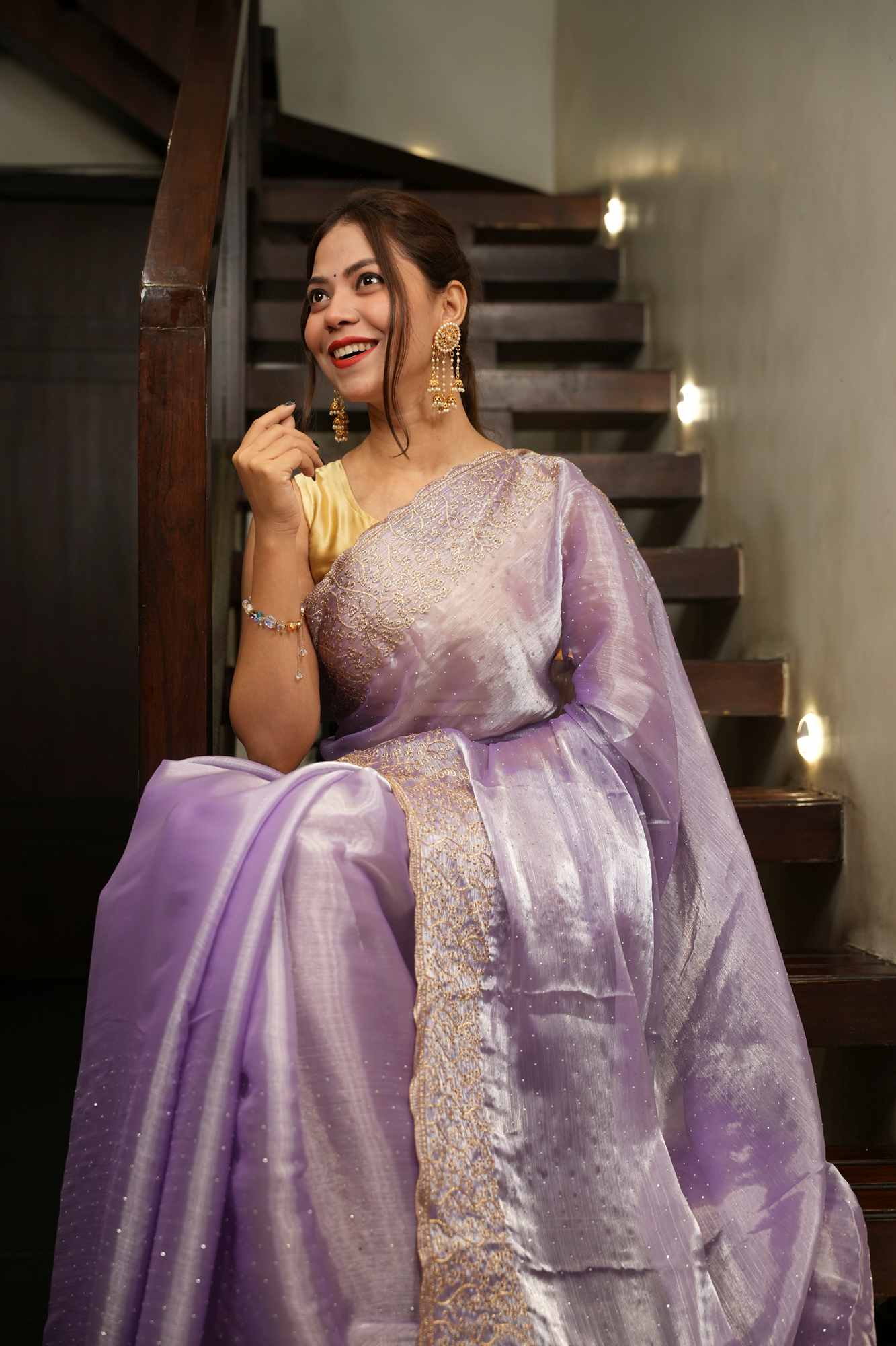 Burberi Chiffon Multi Embroidery Work Ready To Wear Saree