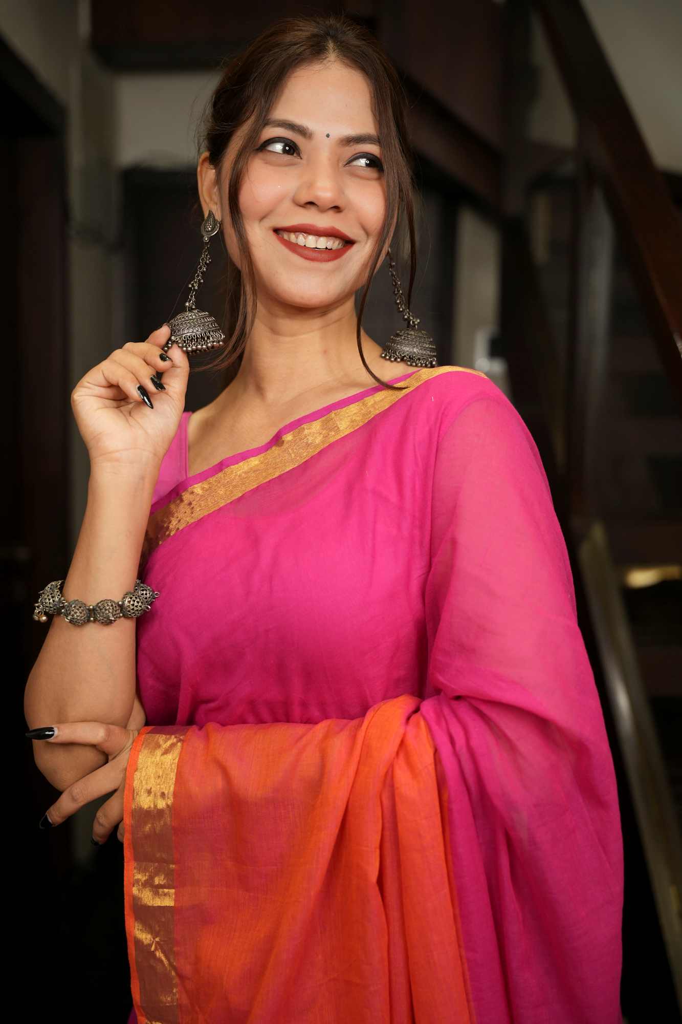 Soft Mulmul Cotton 2 shade Ready To Wear Saree