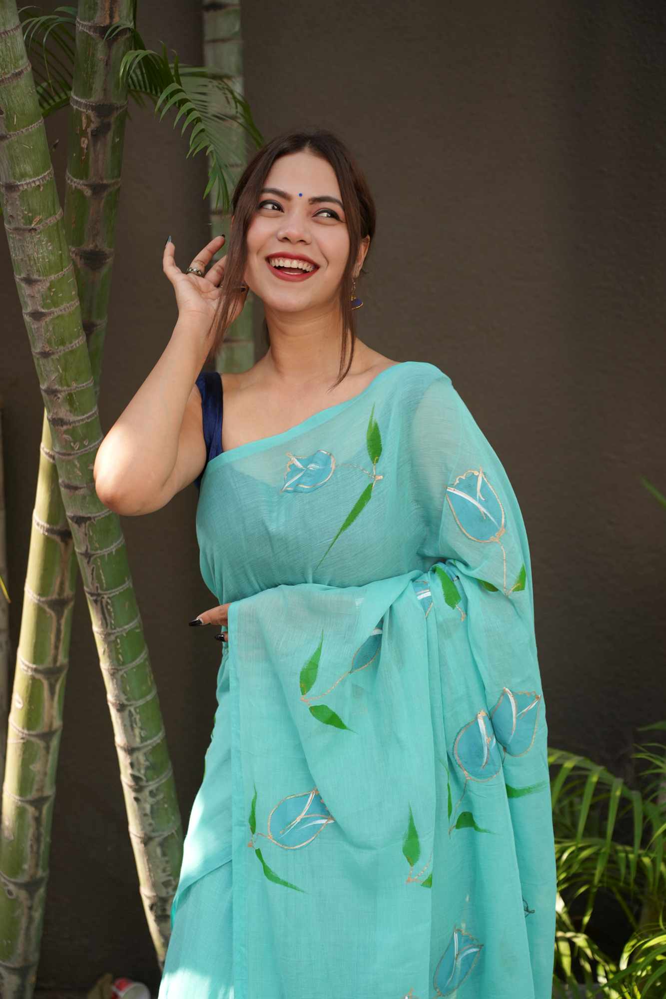 Painted by Hand, Worn by Heart — Soft mulmul cotton Ready-to-Wear Saree