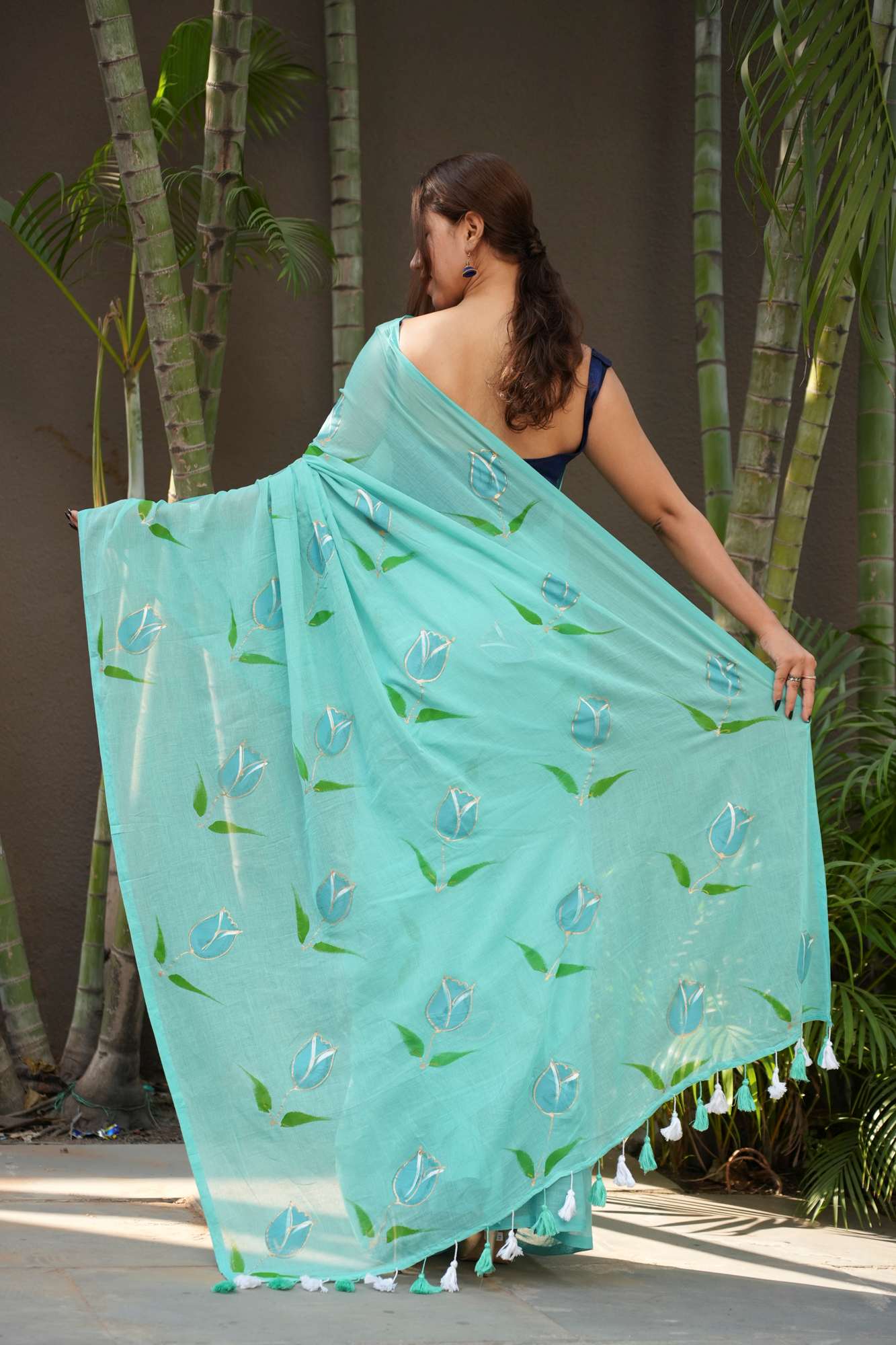 Painted by Hand, Worn by Heart — Soft mulmul cotton Ready-to-Wear Saree