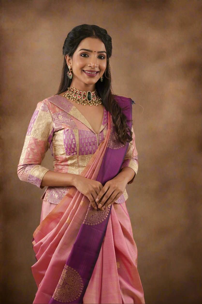 Jacket Style Pastel Multicolor Blouse/Crop Top For saree, Customizable, Made to Order | Shobitam