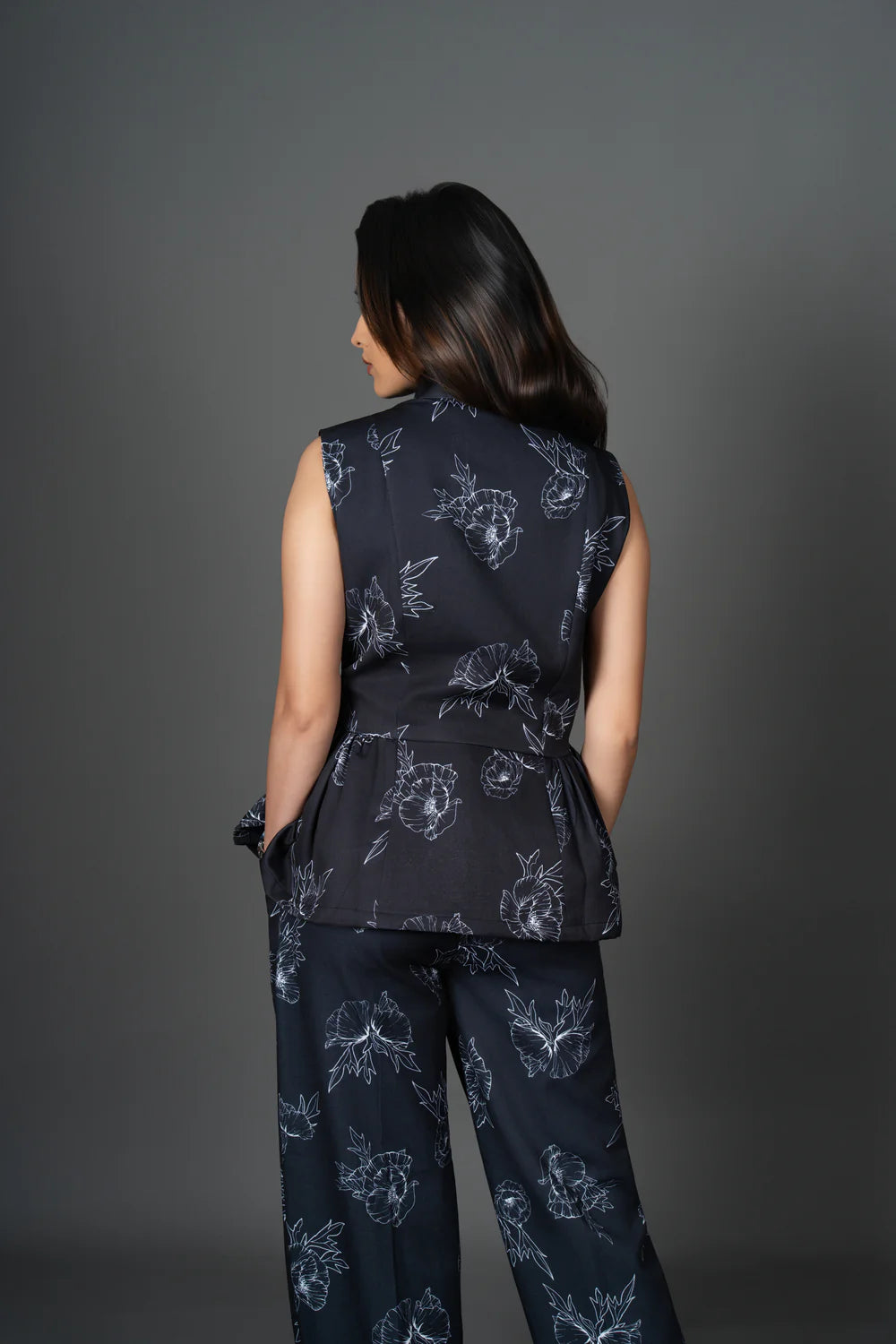 Co-ord Sleeveless Waistcoat-Style Wide-Leg Trousers Bhoom Set