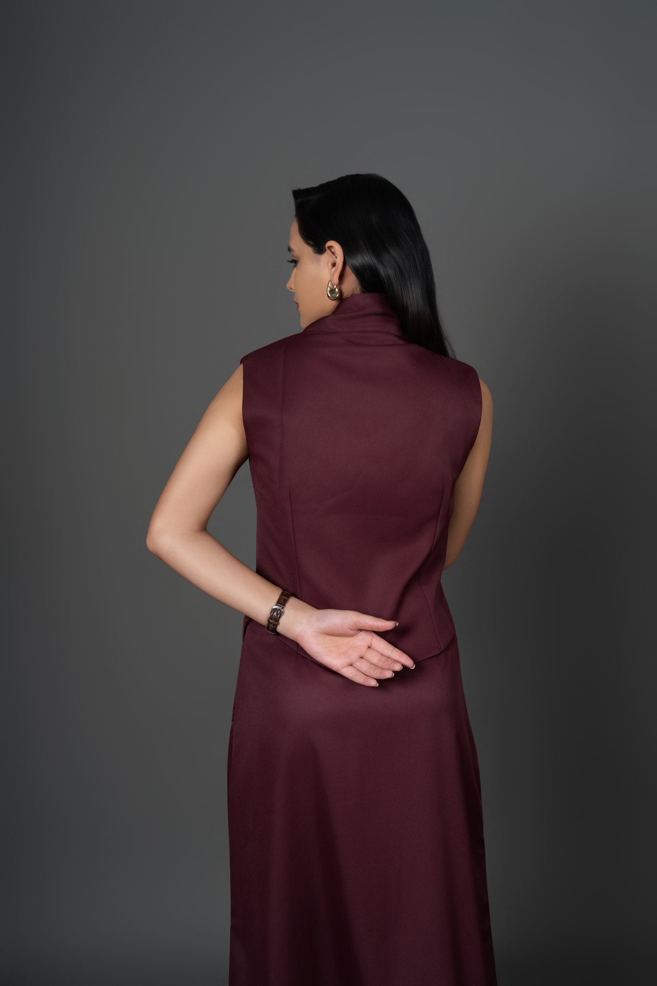 Viscose Suiting Asymmetric Elegance Statement Dress