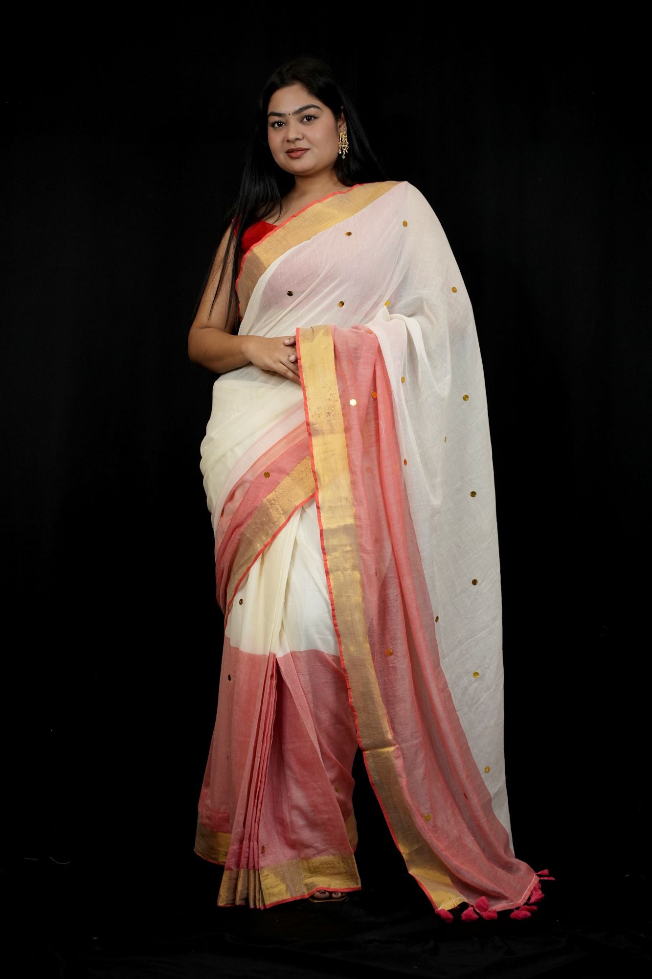 The Softest Shade of Grace — Our Blush & Ivory Handloom Ready to Wear Saree