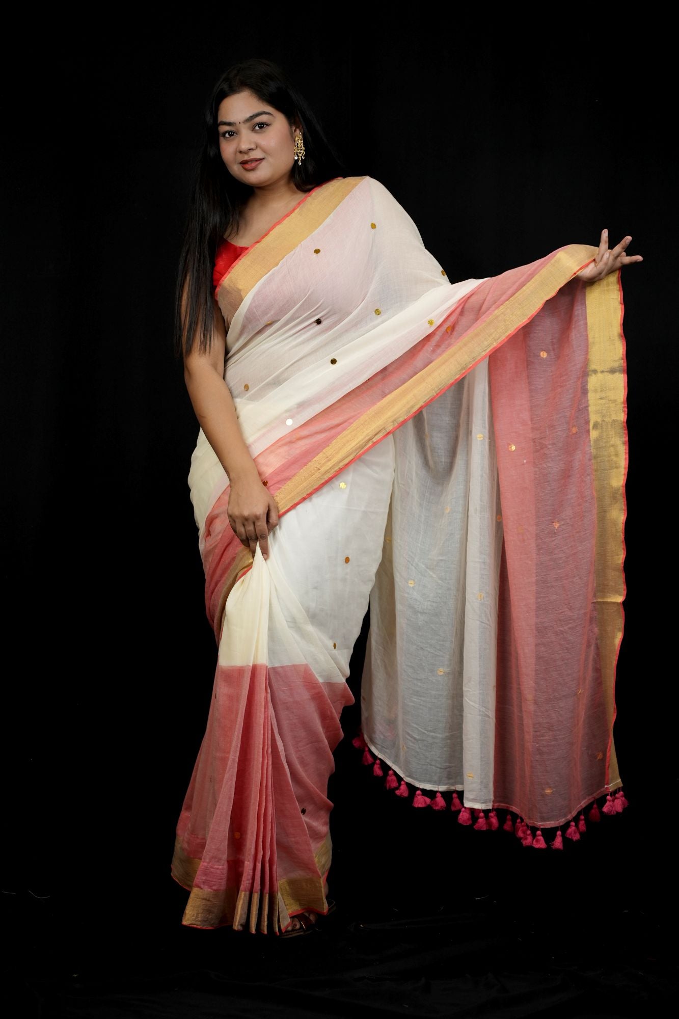 The Softest Shade of Grace — Our Blush & Ivory Handloom Ready to Wear Saree