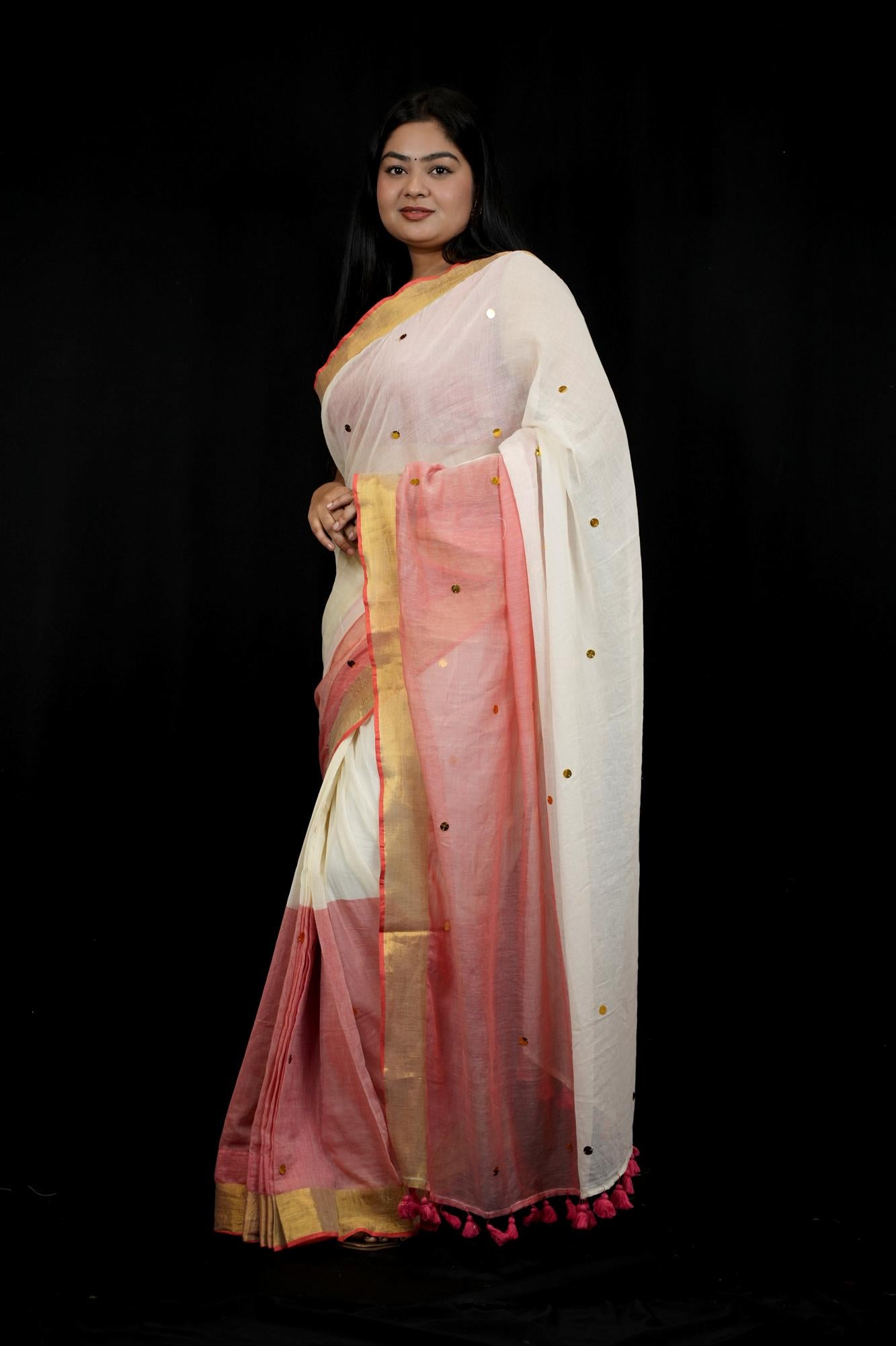 The Softest Shade of Grace — Our Blush & Ivory Handloom Ready to Wear Saree