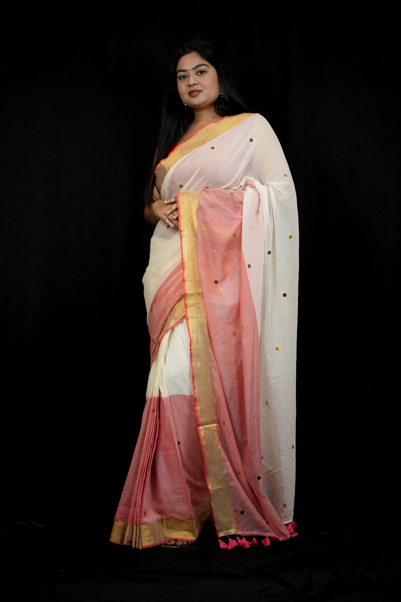 The Softest Shade of Grace — Our Blush & Ivory Handloom Ready to Wear Saree