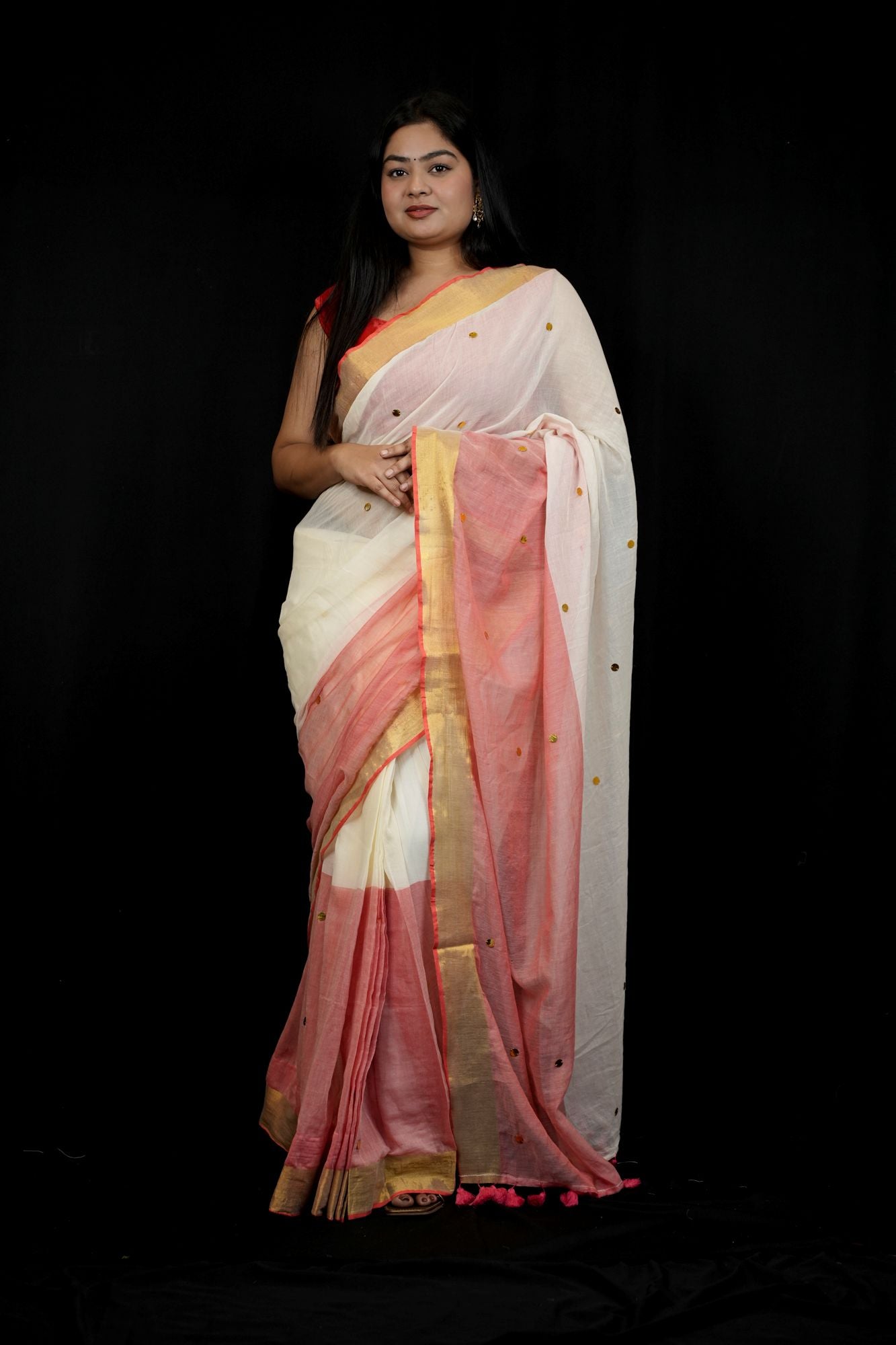 The Softest Shade of Grace — Our Blush & Ivory Handloom Ready to Wear Saree