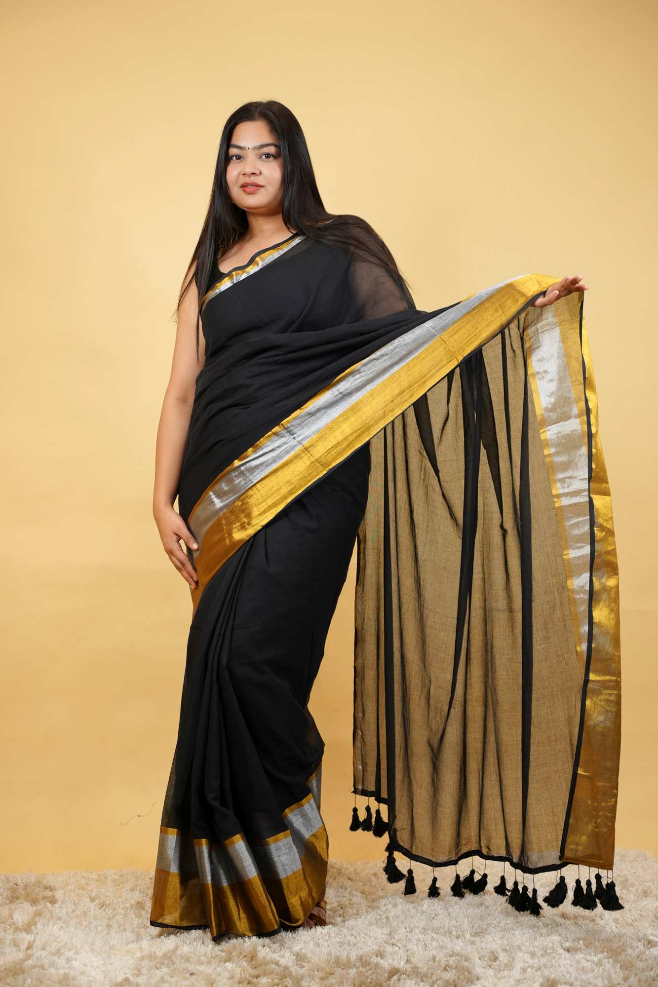 For the Woman Who Doesn’t Need Loud To Be Noticed - Mul Mul Cotton With Handloom Border Ready To Wear Saree