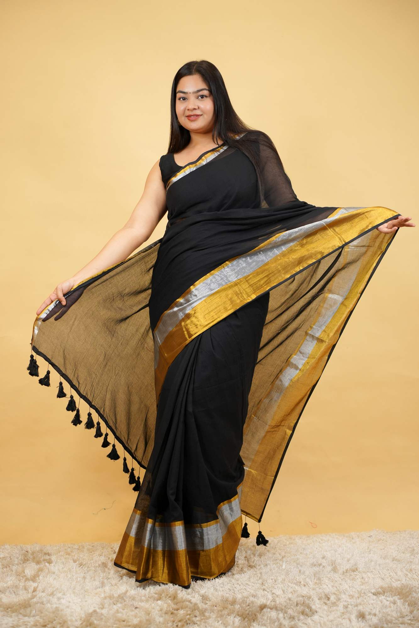 For the Woman Who Doesn’t Need Loud To Be Noticed - Mul Mul Cotton With Handloom Border Ready To Wear Saree